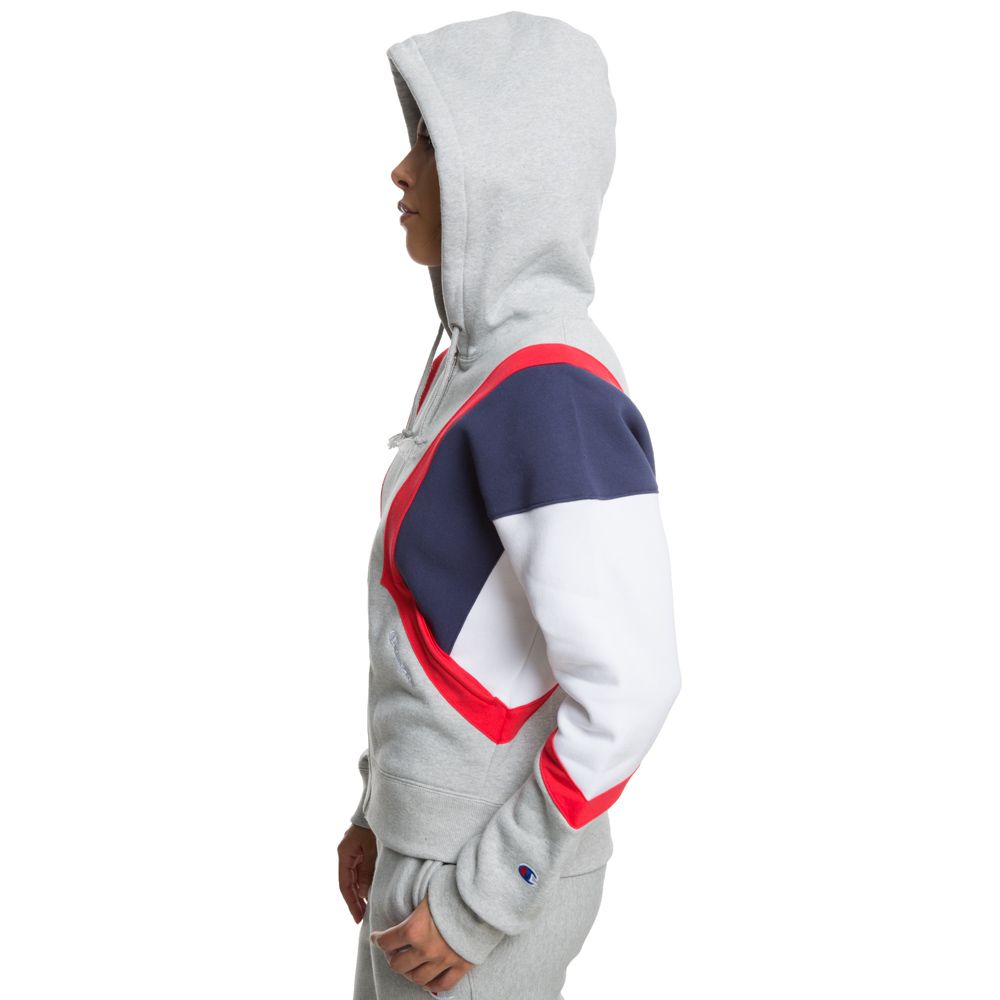 CHAMPION REVERSE WEAVE COLORBLOCK ZIP HOODIE JL4949 550001