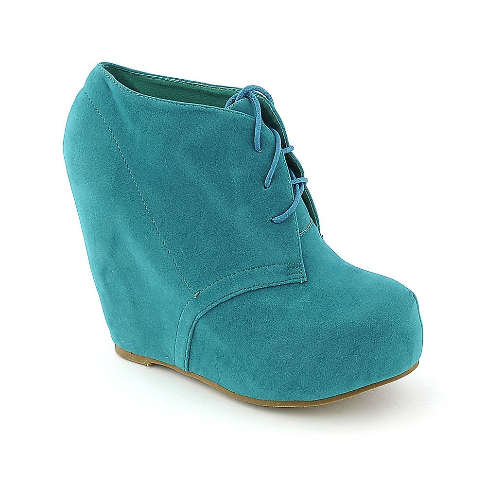 wedge lace up booties