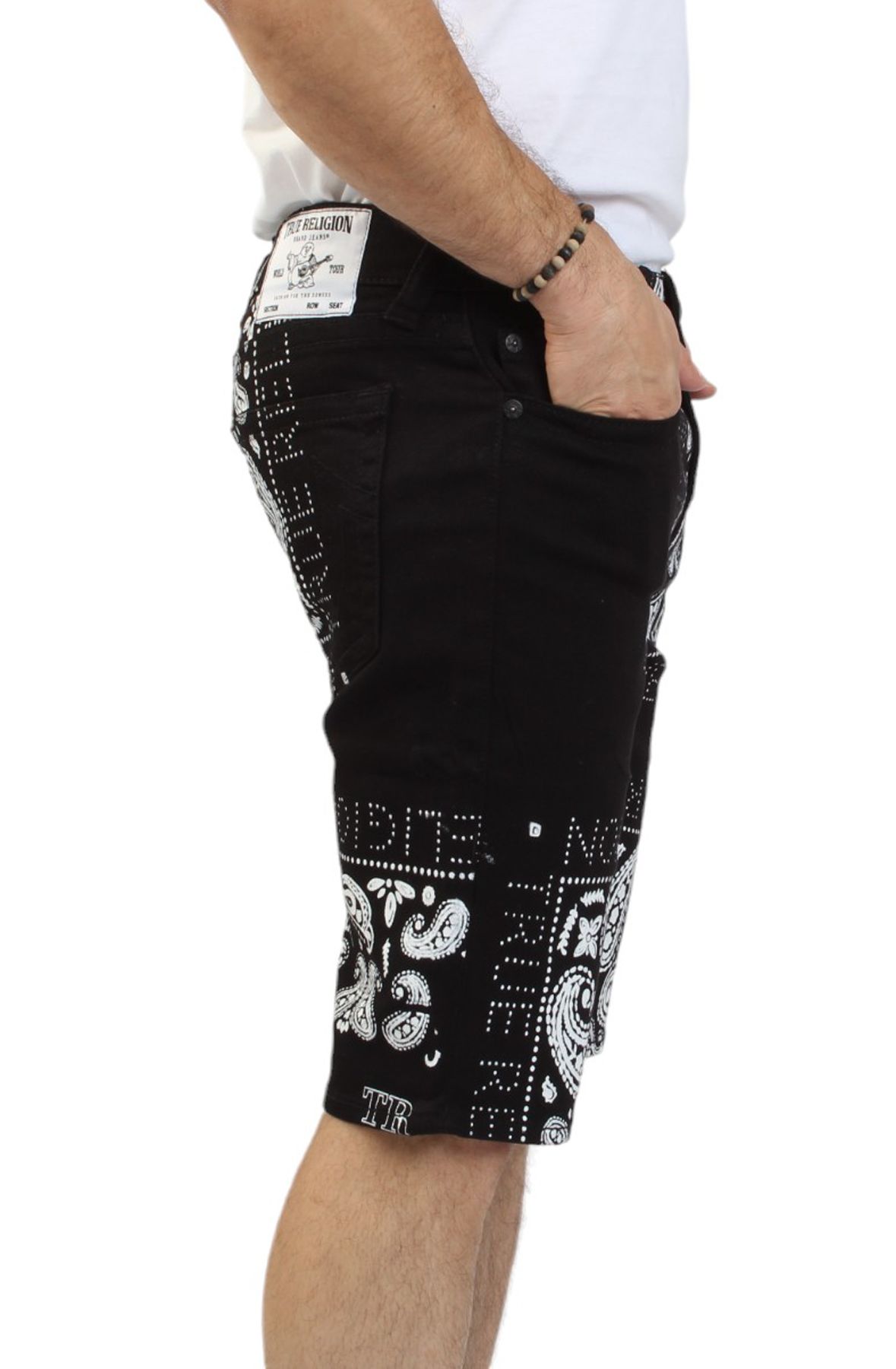 TRUE RELIGION Ricky Paisley Denim Short 108168-BLK - Shiekh