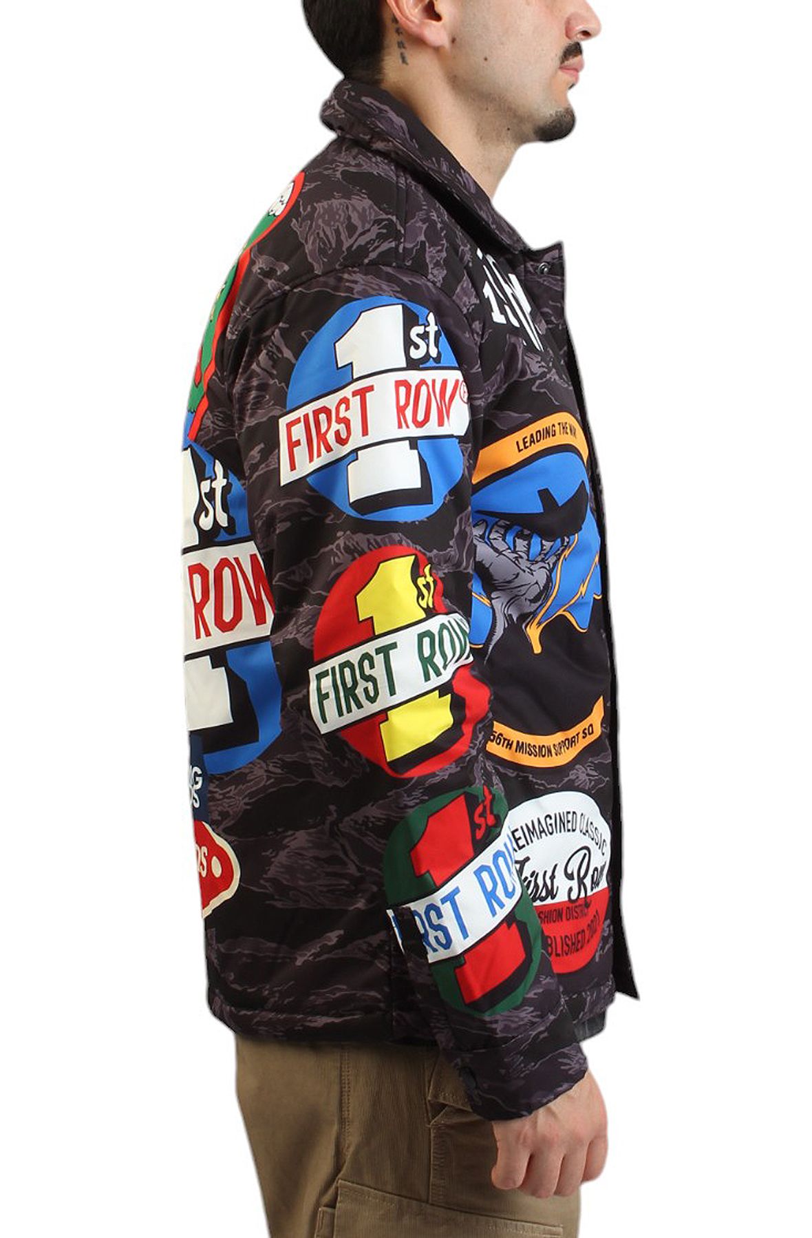 FIRST ROW Nylon Embroidered Jacket FRJ2068-BLK - Shiekh