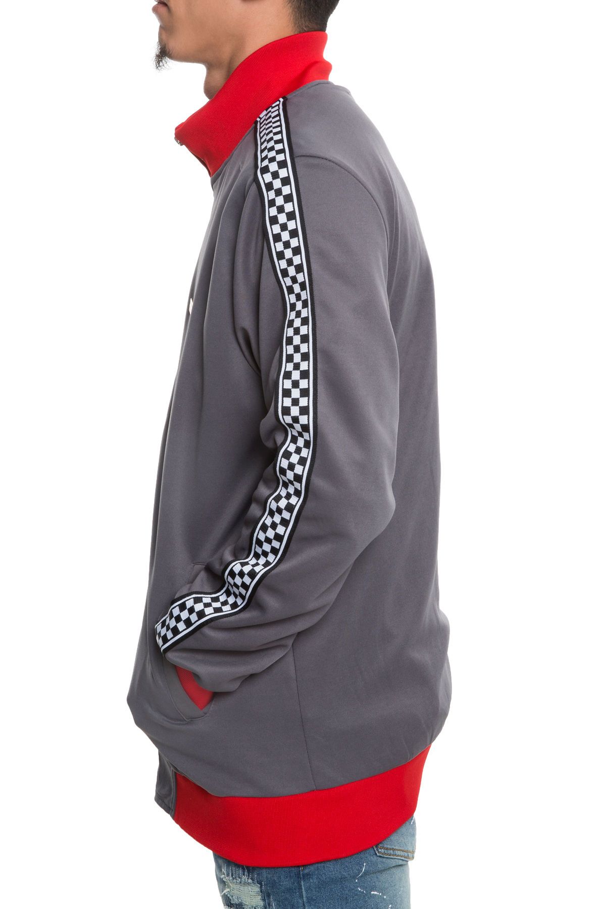 REASON The Lexington Check Track Jacket in T9GRY Shiekh