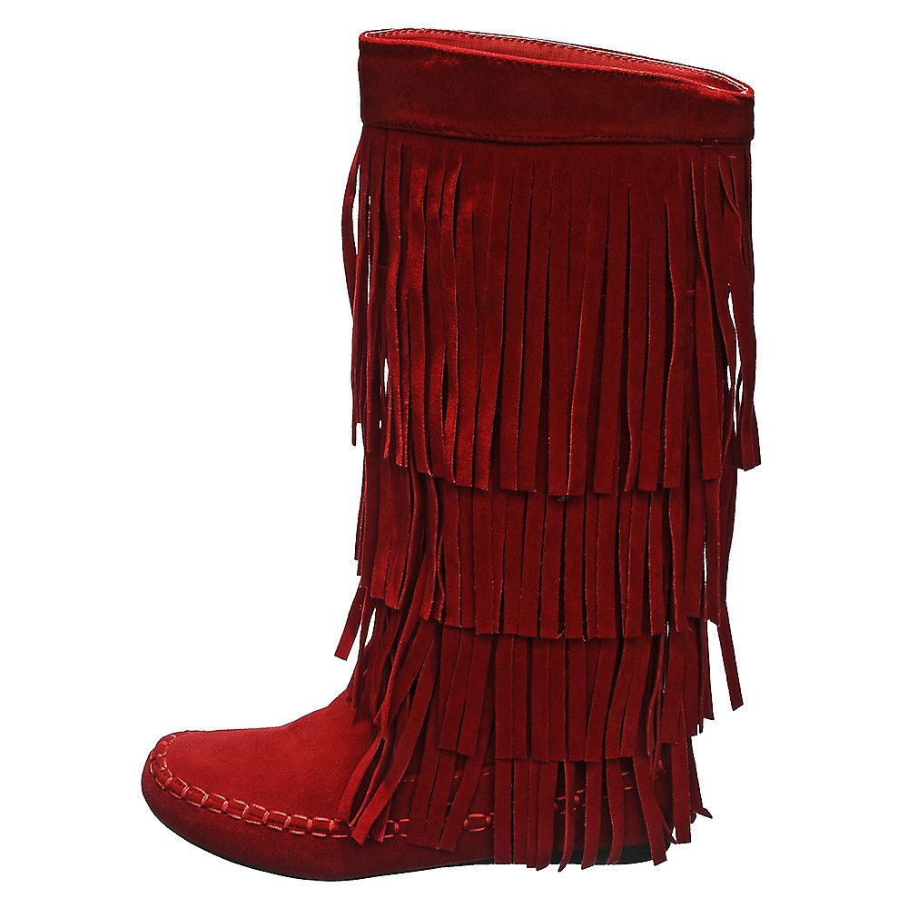 SHIEKH Women s Fringe Pocket Boot Mudd 55 MUDD 55 RED Shiekh