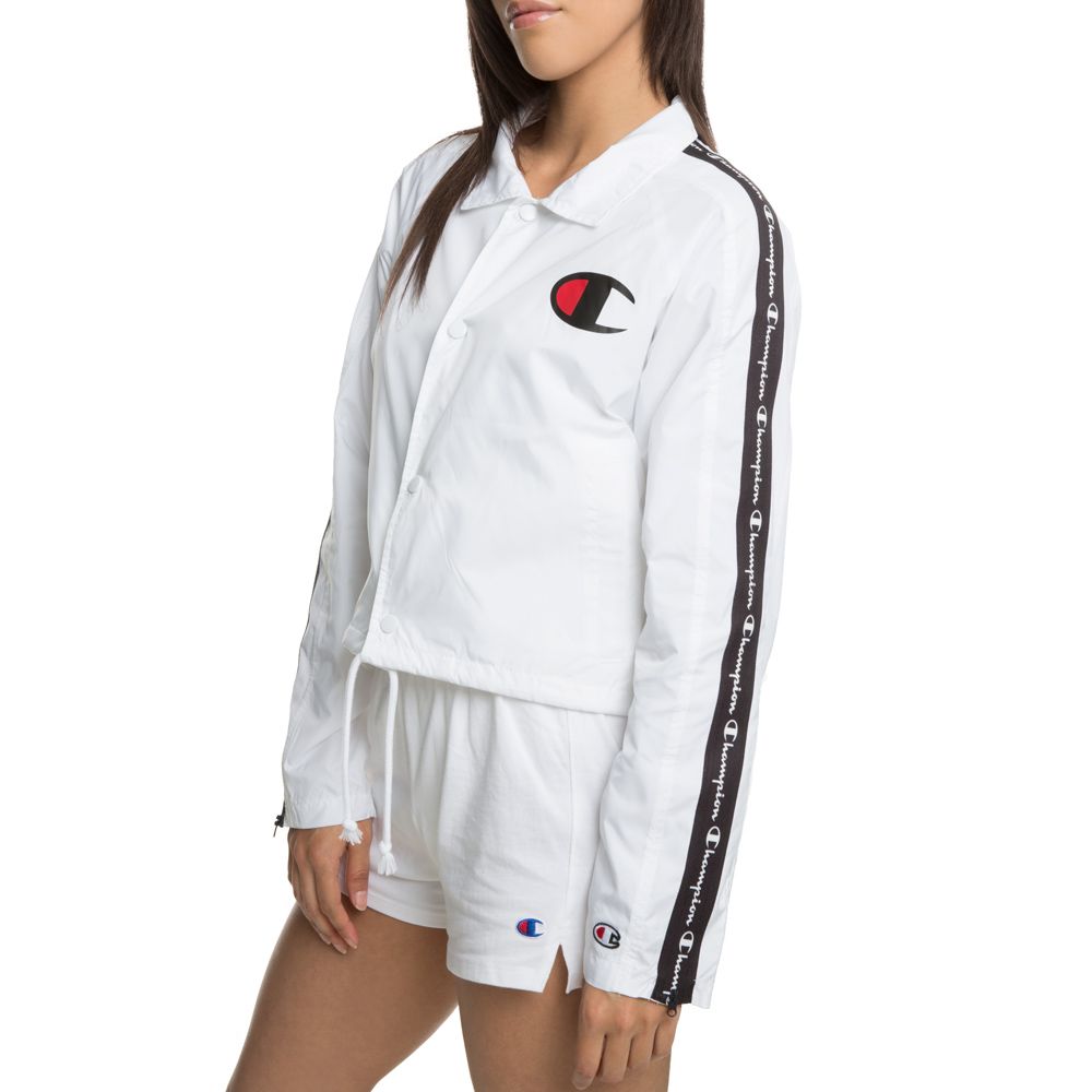 Champion white cropped coaches jacket store