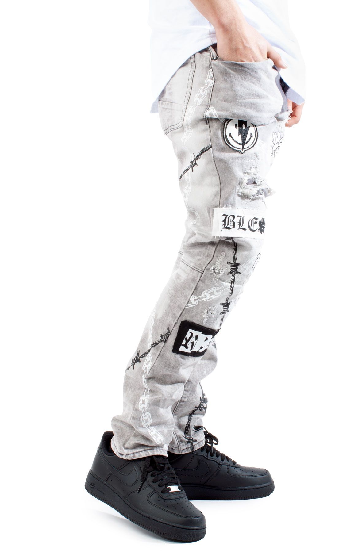 SMOKE RISE Blessed Graffiti Jeans JP22111-FGRY - Shiekh SMOKE RISE Blessed Graffiti Jeans JP22111-FGRY - Shiekh