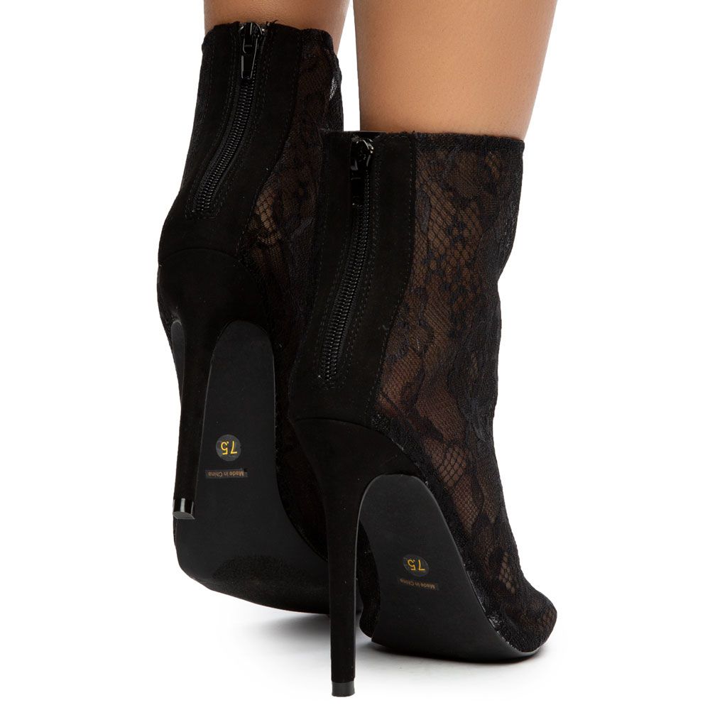 LEMON DROP Jayc Lace Booties JAYC-BLACK - Shiekh