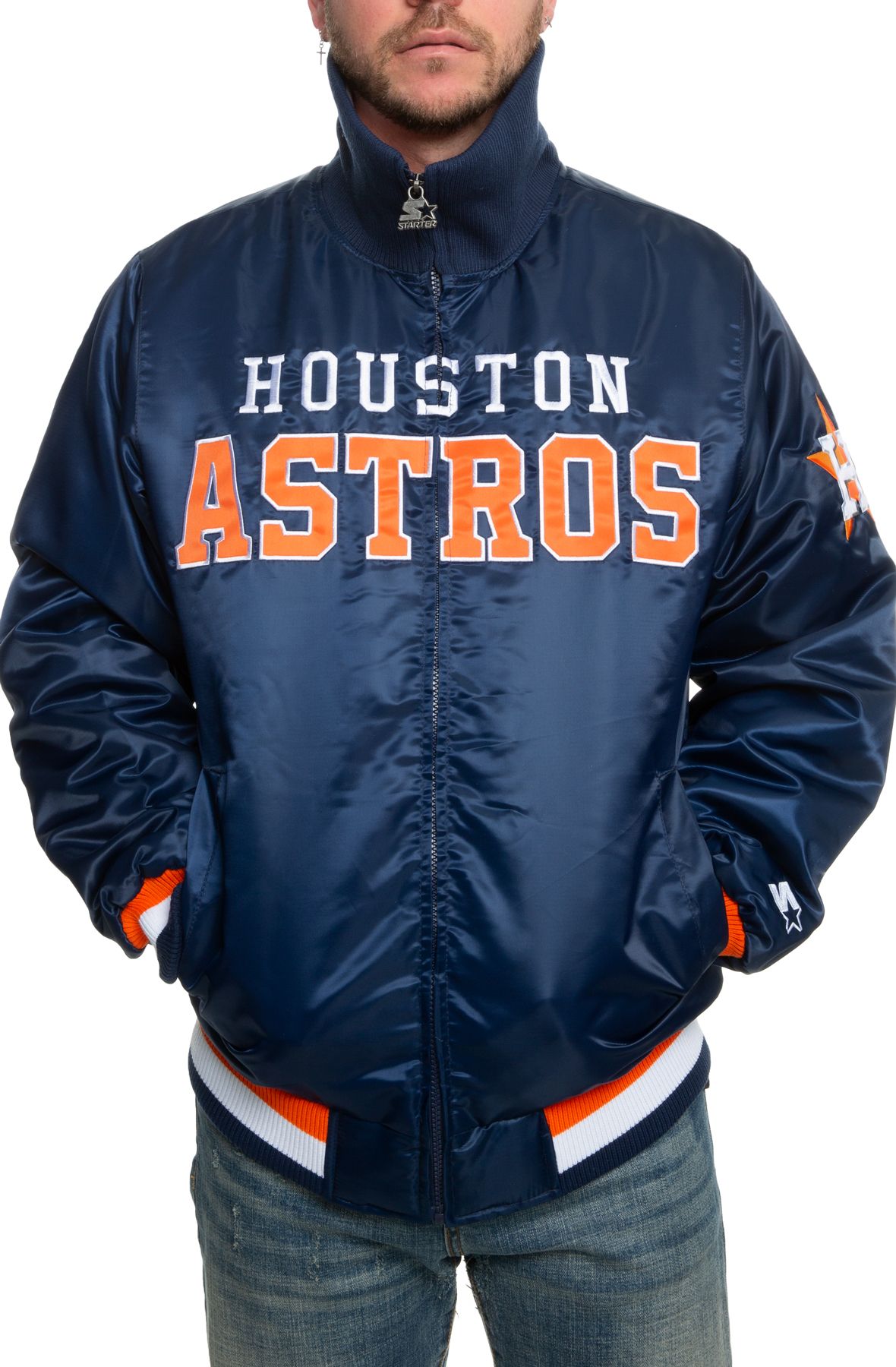 HOUSTON ASTROS RETRO HOME TOWN WOOL VARSITY JACKET (MIDNIGHT NAVY/WHIT –  Pro Standard