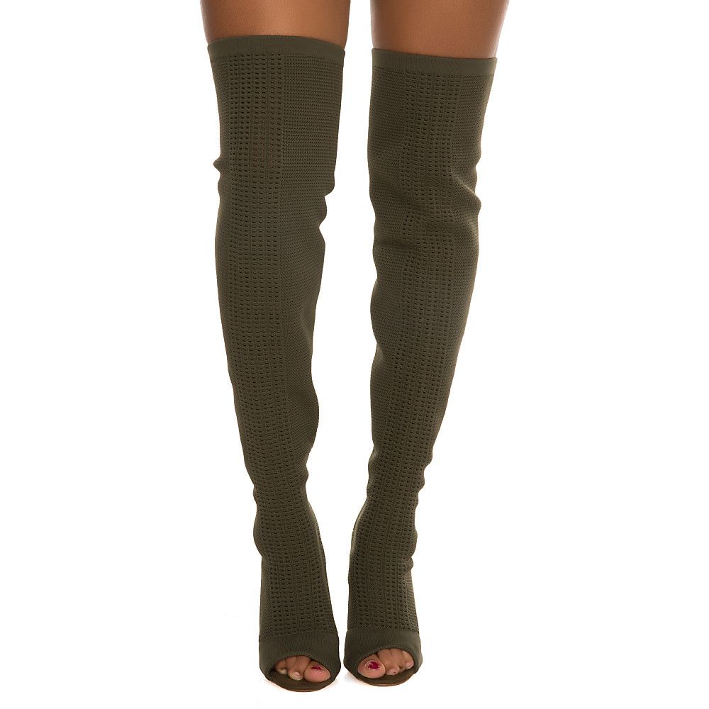 CAPE ROBBIN Women's Elnora-27 Thigh-High Boot Green Thigh-High Boots ...