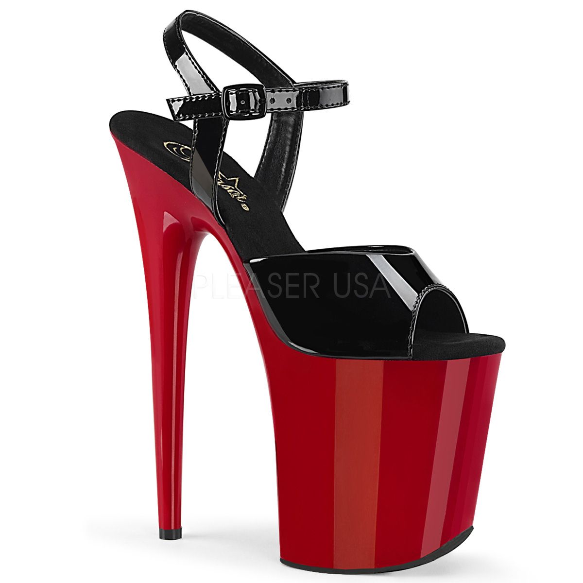 Sandali Plateau Pleaser Flam809/B/M - Tacco 20,3 Cm - Piattaforma 10 Cm - Donna - Materiale Sintetico - Con Cinturino Posteriore