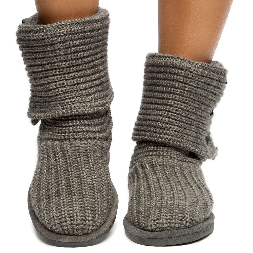 BEARPAW Knit Tall Booties in 658W054/GRAY Shiekh