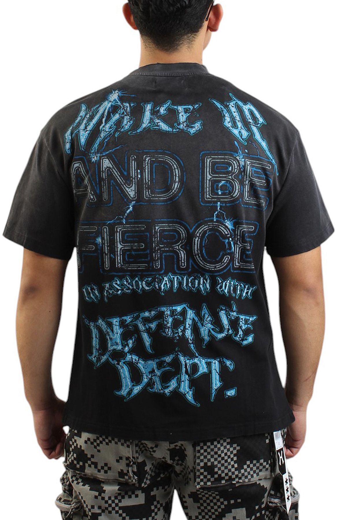 FIRST ROW WAKE UP AND BE FIERCE LIGHTNING SKULL WASHED T-SHIRT