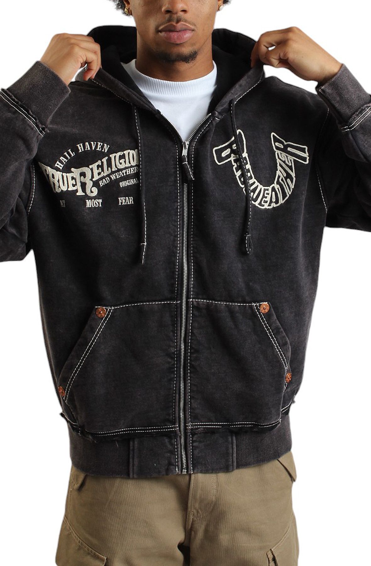 TRUE RELIGION Flames Zip Hoodie 108585-1001 - Shiekh