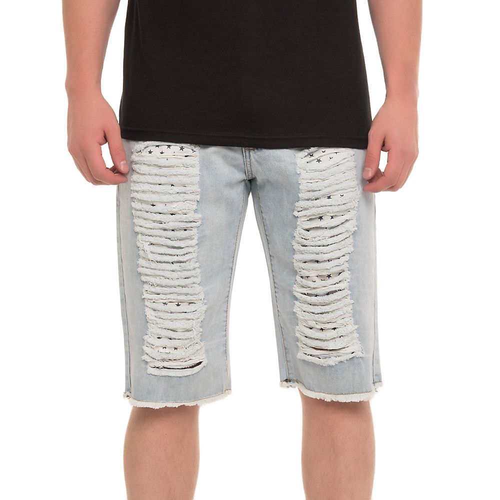 ROYAL 7EVEN Men's Ripped Denim Shorts RSTO2 Shiekh