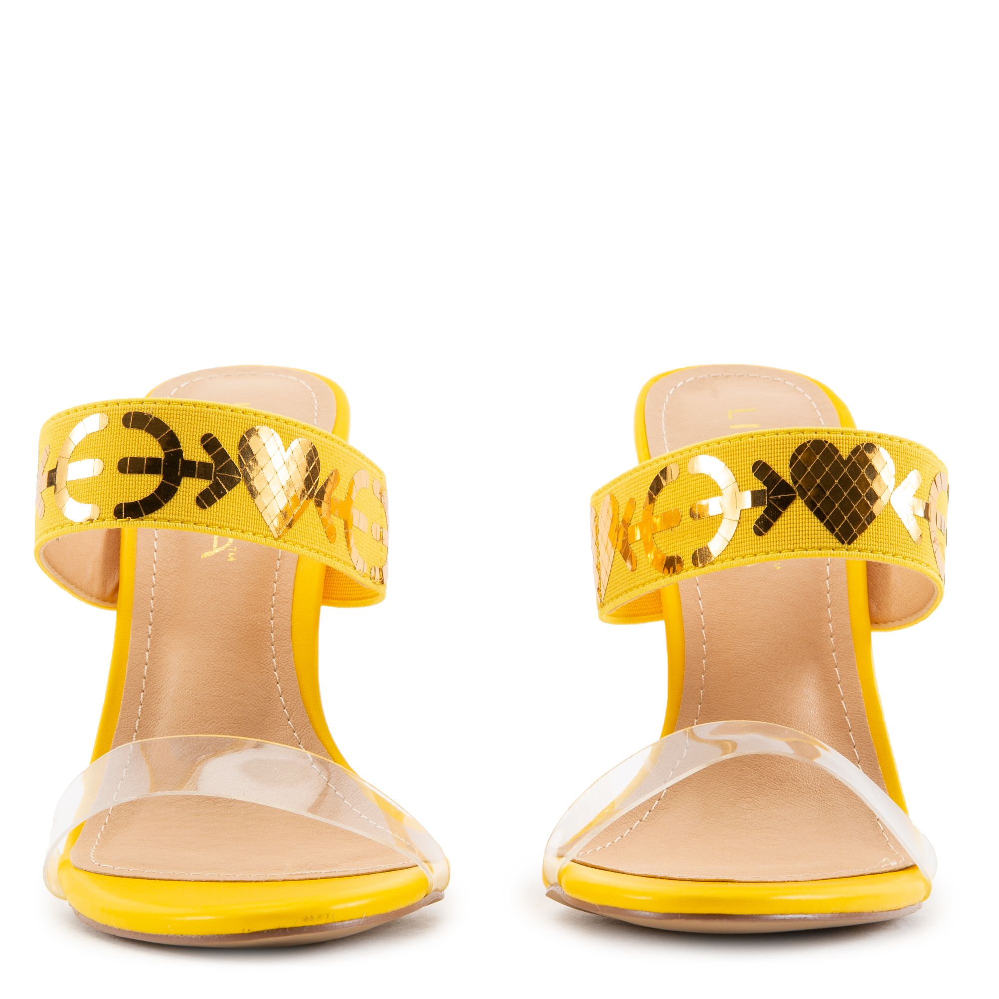yellow slip on heels