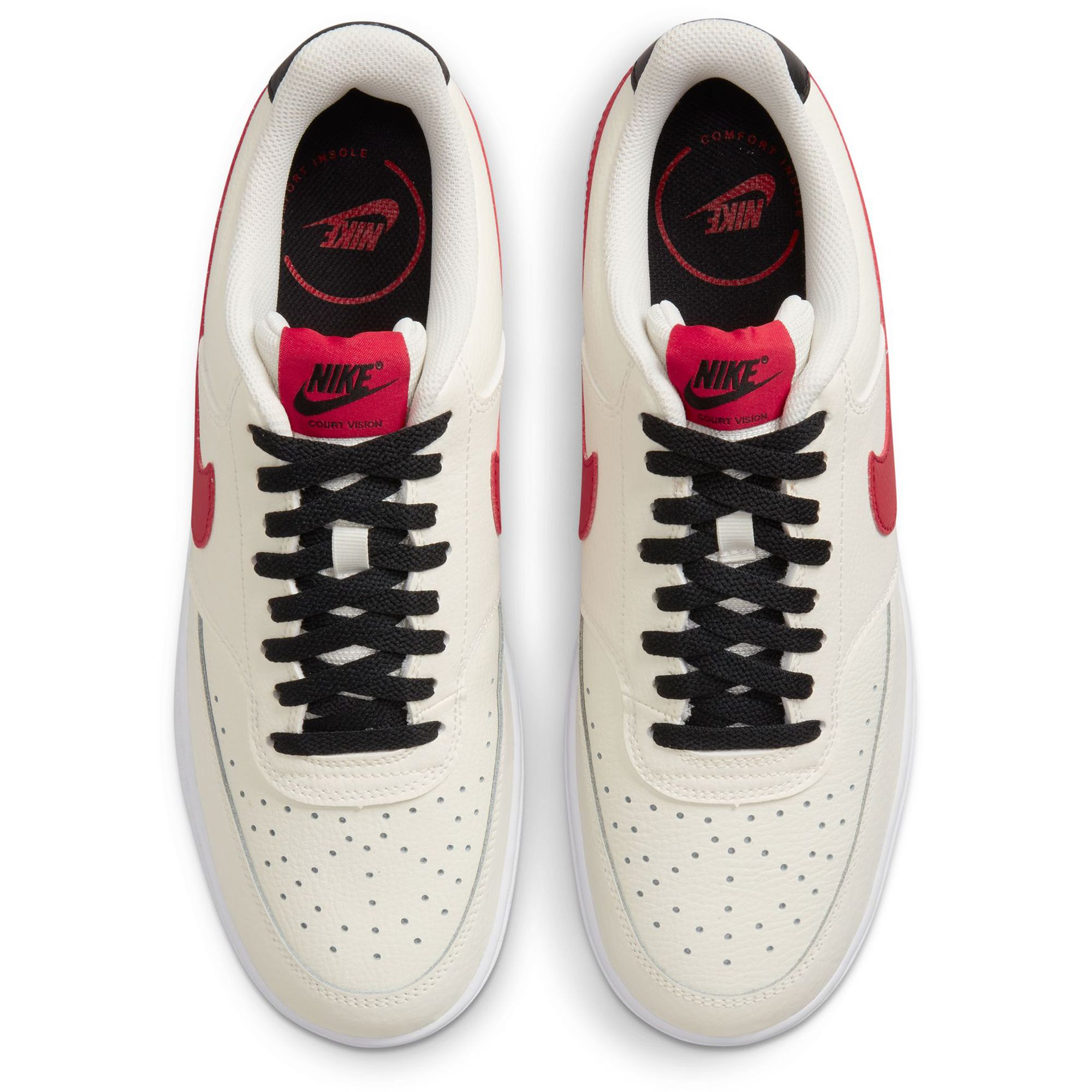 nike court vision low sail black white university red