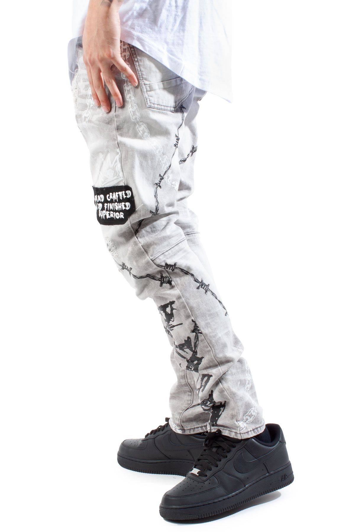 SMOKE RISE Blessed Graffiti Jeans JP22111-FGRY - Shiekh SMOKE RISE Blessed Graffiti Jeans JP22111-FGRY - Shiekh