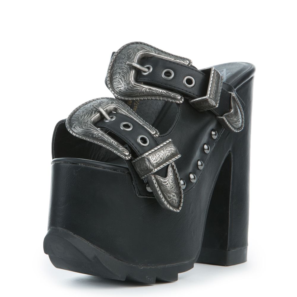 platform heels for women black