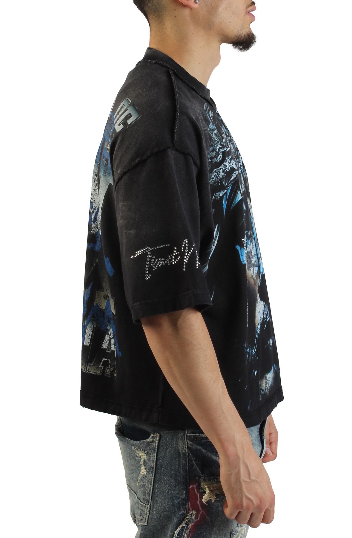 RARE PEACE God's Tear Crop T-Shirt RT5020-BLK - Shiekh