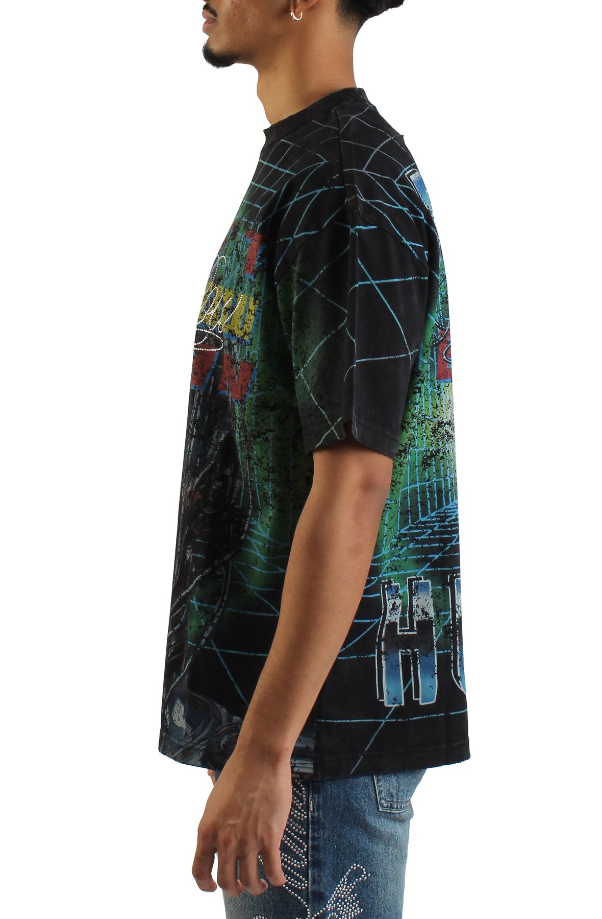 FIRST ROW Post Human Grid T-Shirt FRT2219-BLK - Shiekh