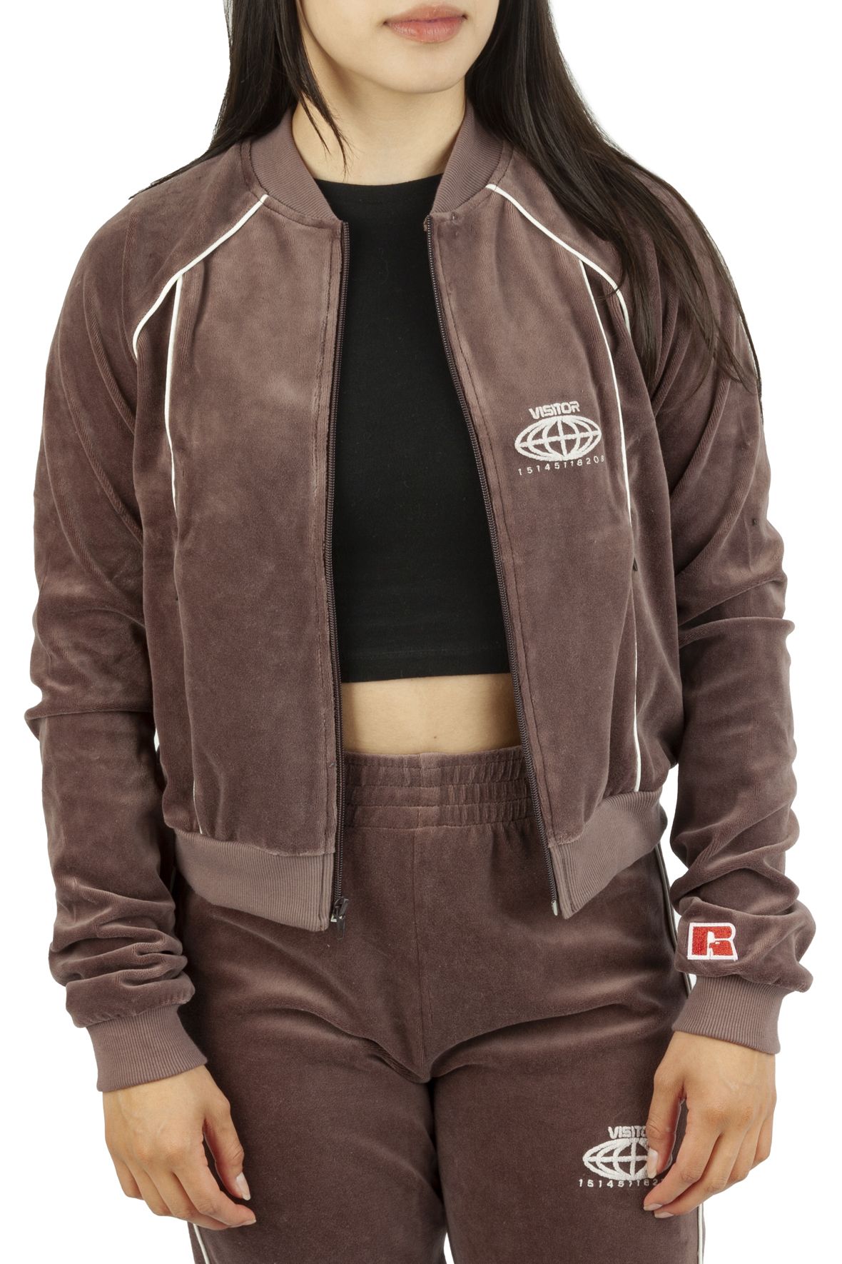 VISITOR VELOUR ZIP JACKET VOEJCKT006-BROWN