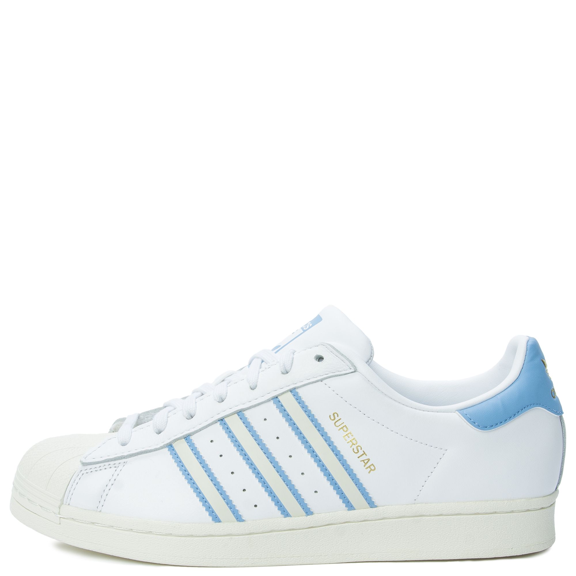 Adidas Superstar Shoes - Men's - Cloud White / Off White / Light Blue - 10