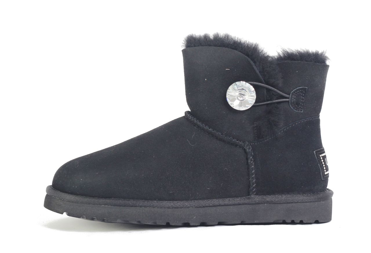 UGG Australia for Women: Mini Bailey Button Bling Black Boots
