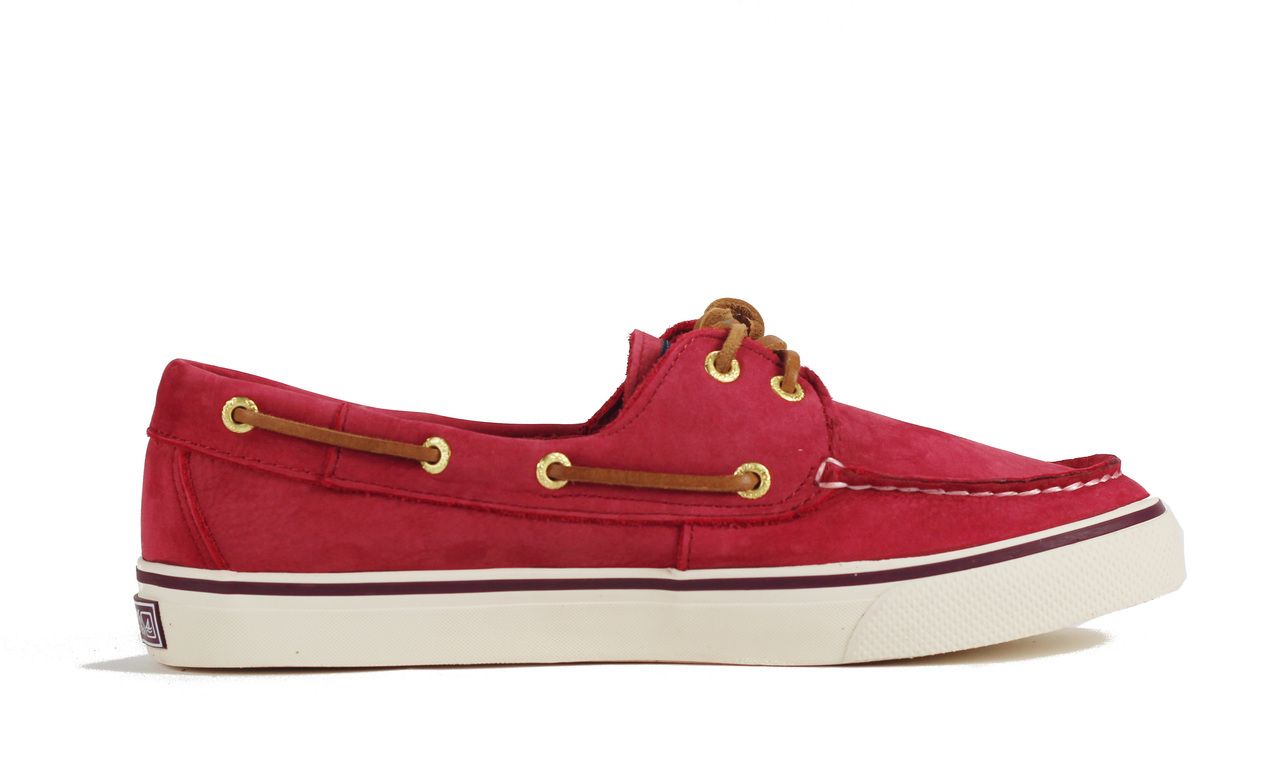 red sperry sneakers