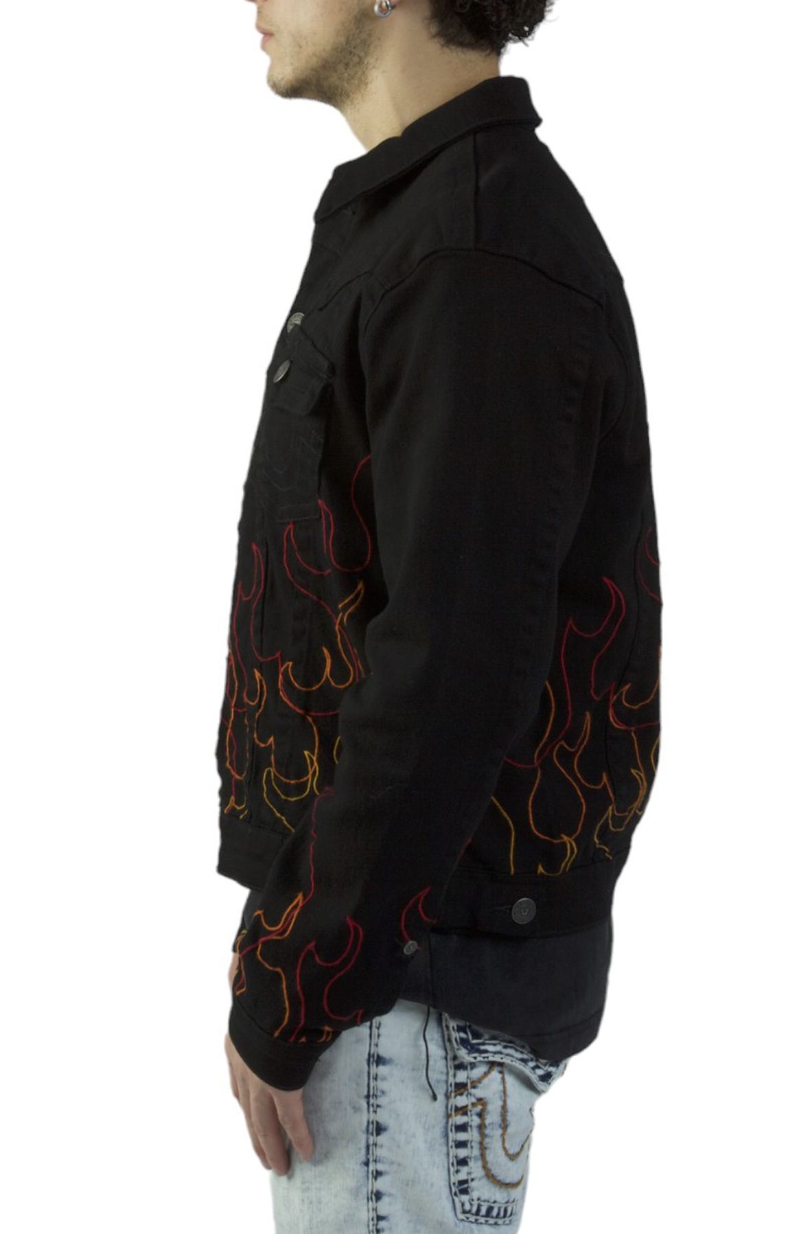 TRUE RELIGION Jimmy Flame Denim Jacket 108597CBLK Shiekh