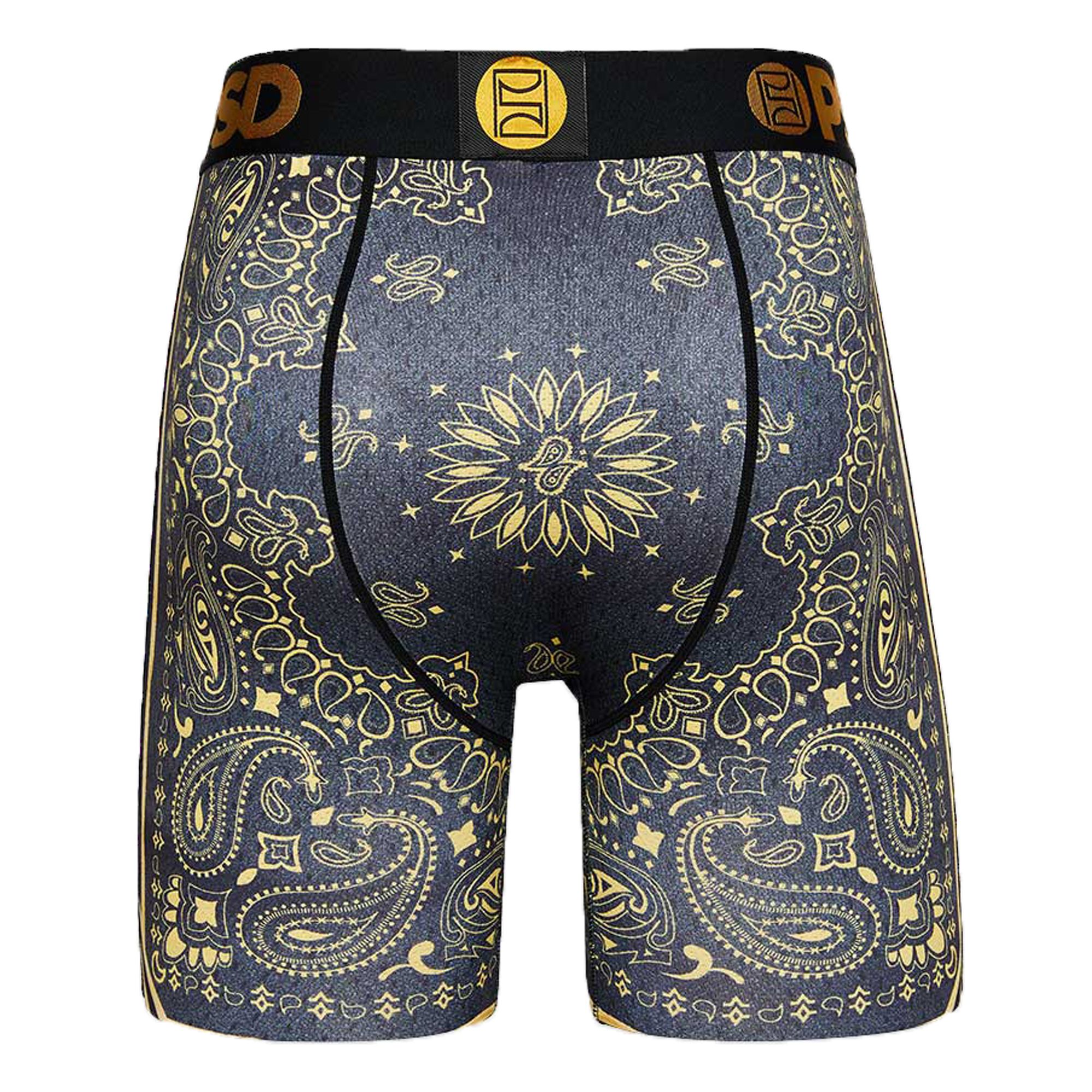 PSD Underwear Men's Stretch Elastic Wide Band Boxer Brief Underwear - Money,  Multicoloured Gold Money, s : : Fashion