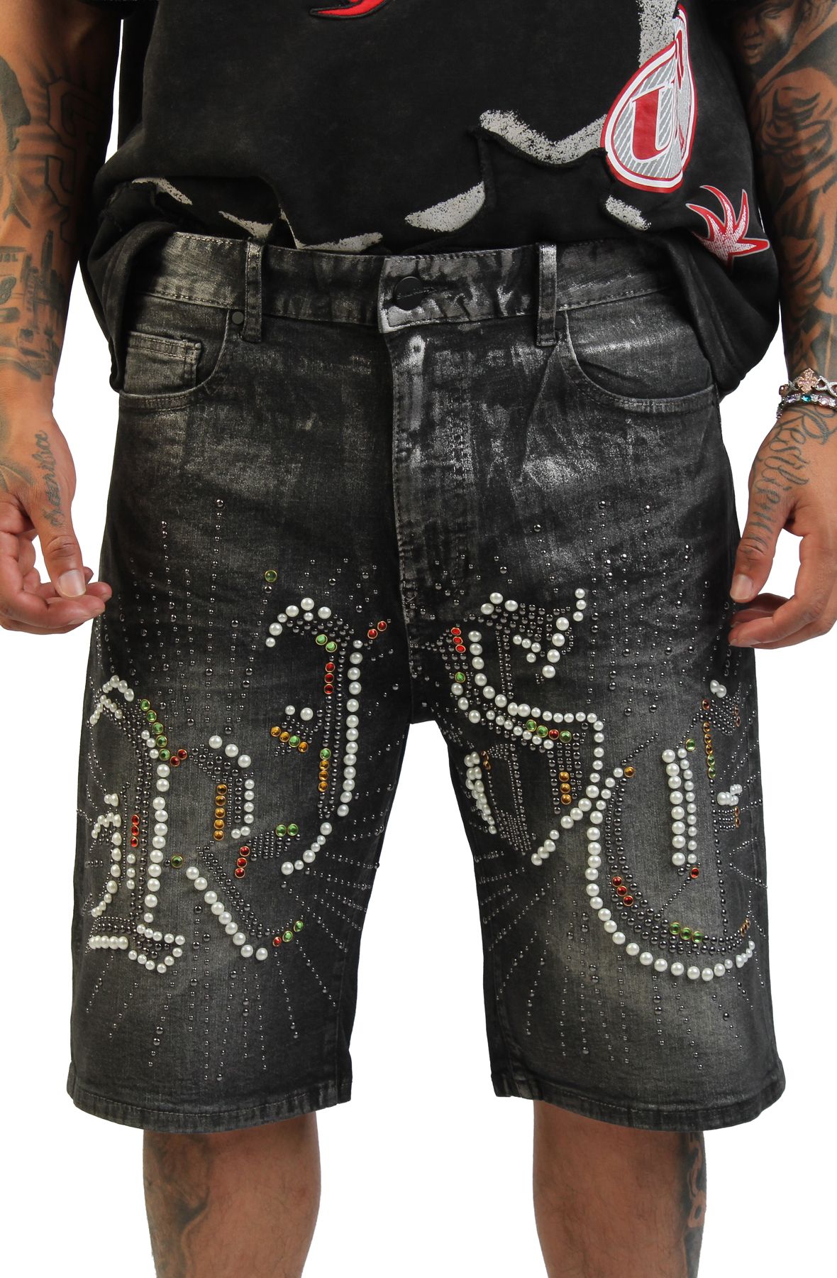 SMOKE RISE Rise Denim Shorts JS26S453SK-BLK - Shiekh