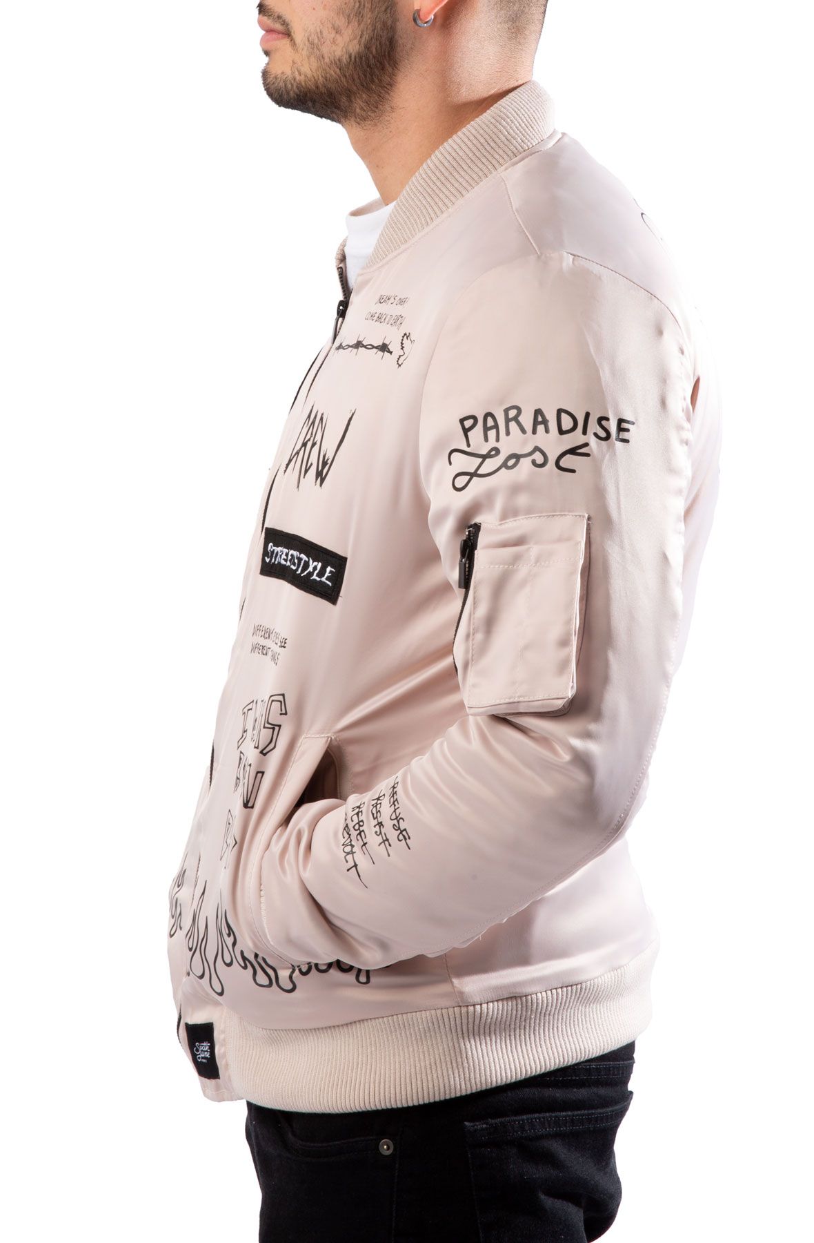 SIXTH JUNE PARIS Crew Patches Bomber Jacket 21930.US-BEIG SIXTH JUNE PARIS Crew Patches Bomber Jacket 21930.US-BEIG