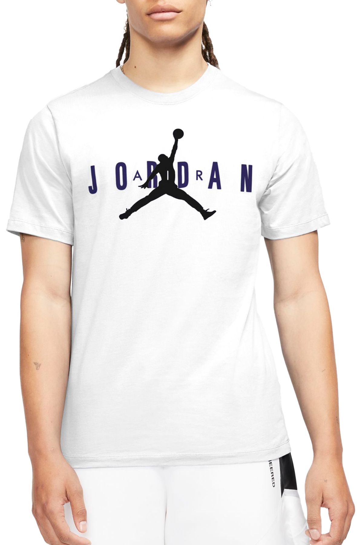 grey and white jordan shirt