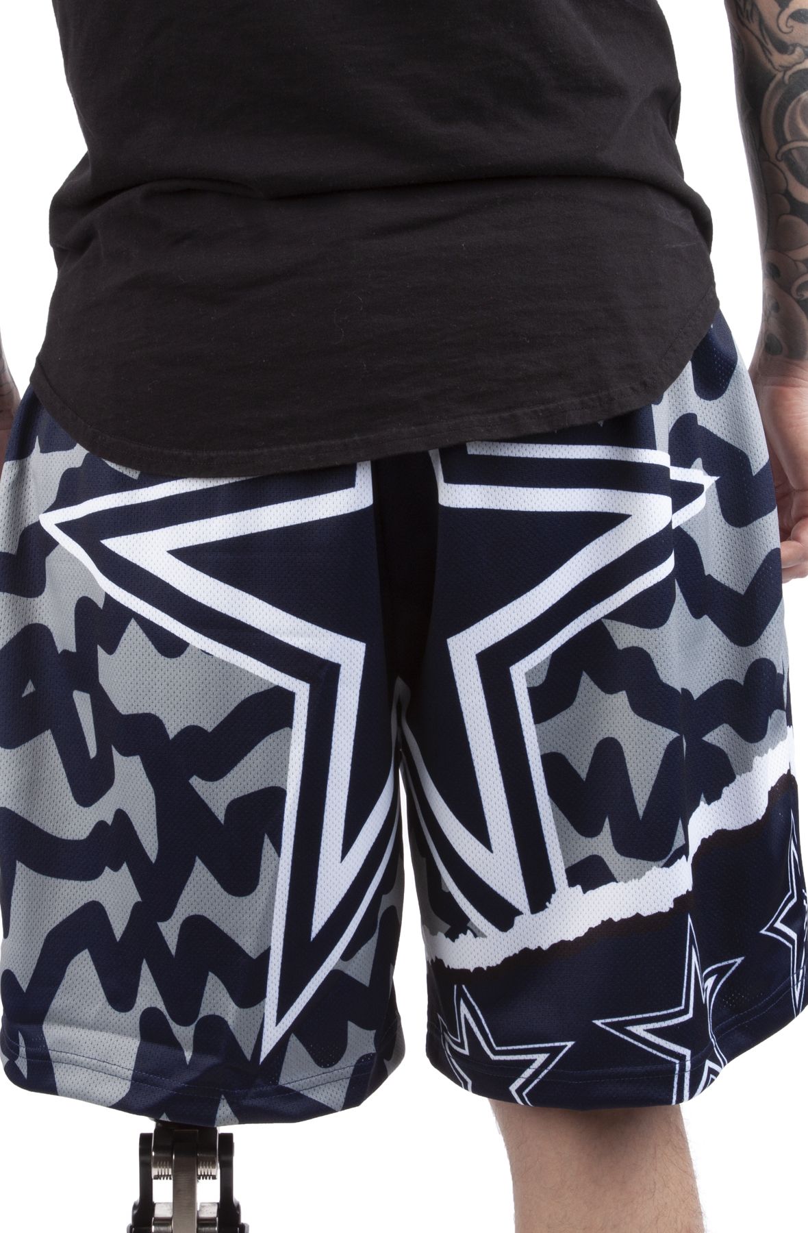 Men's Mitchell & Ness Navy Dallas Cowboys Jumbotron 2.0 Sublimated Shorts