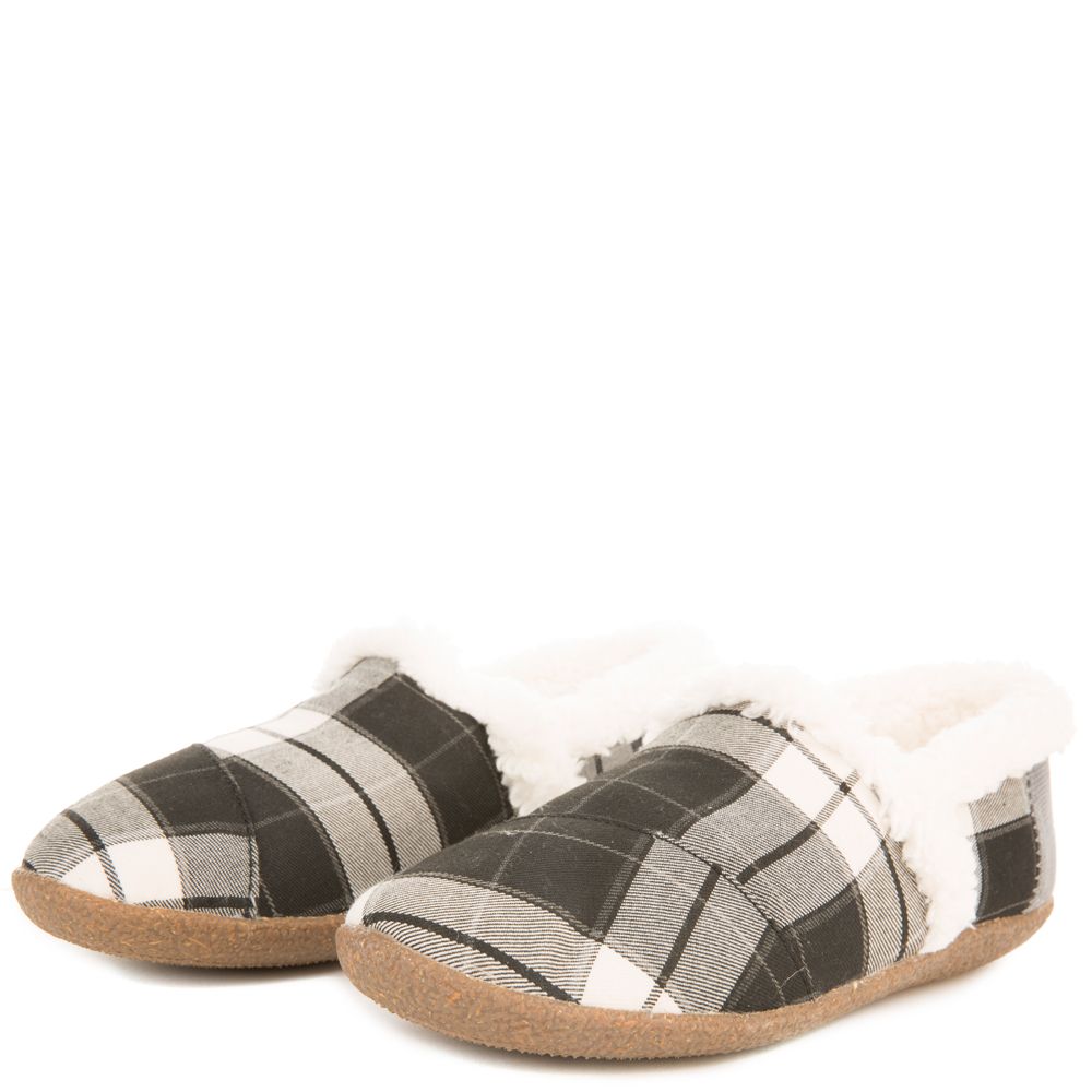 Toms for Women: House Slippers Black and White Plaid Black