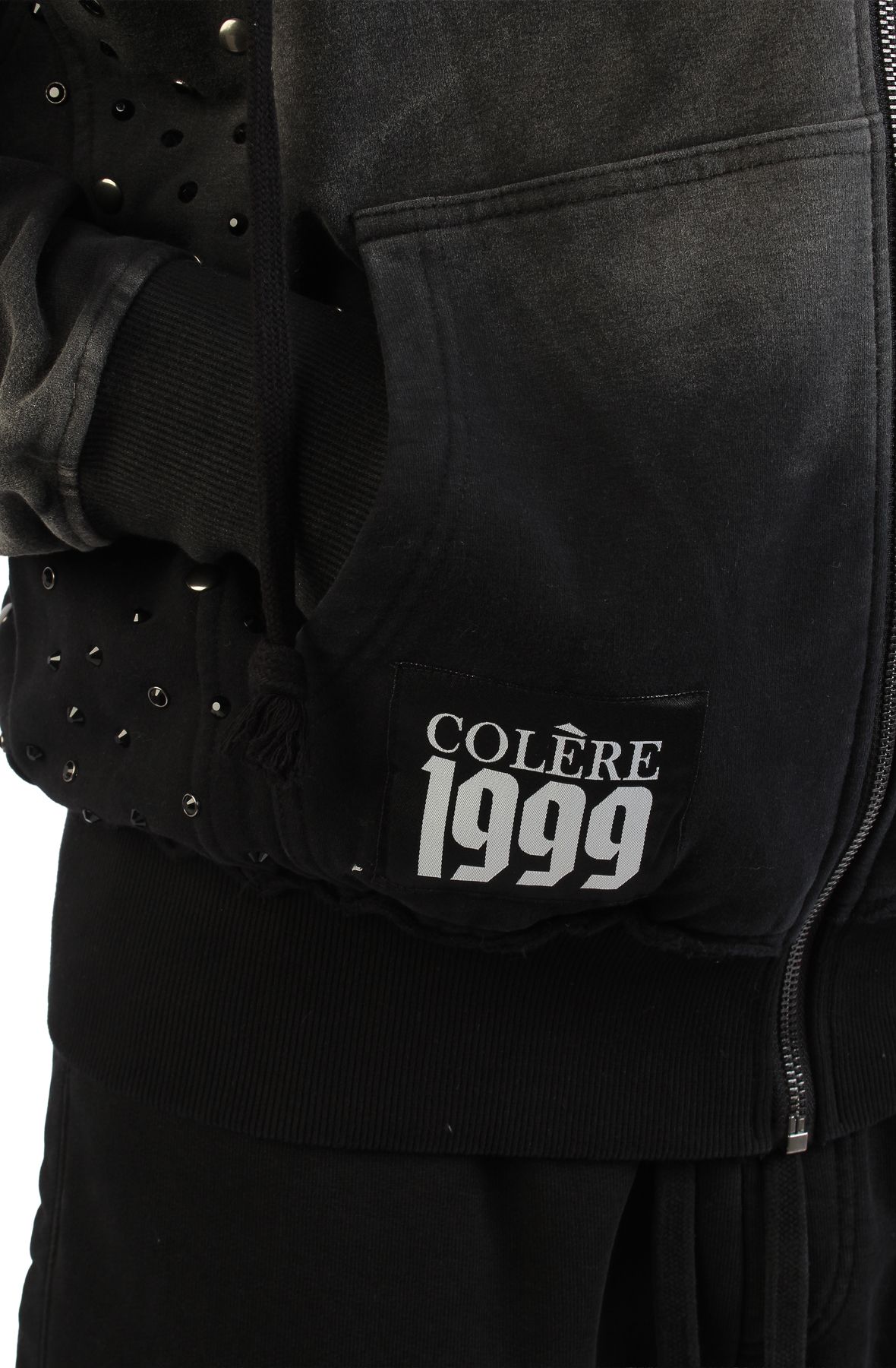 HUDSON Stones Studs Hoodie 637-BLK - Shiekh