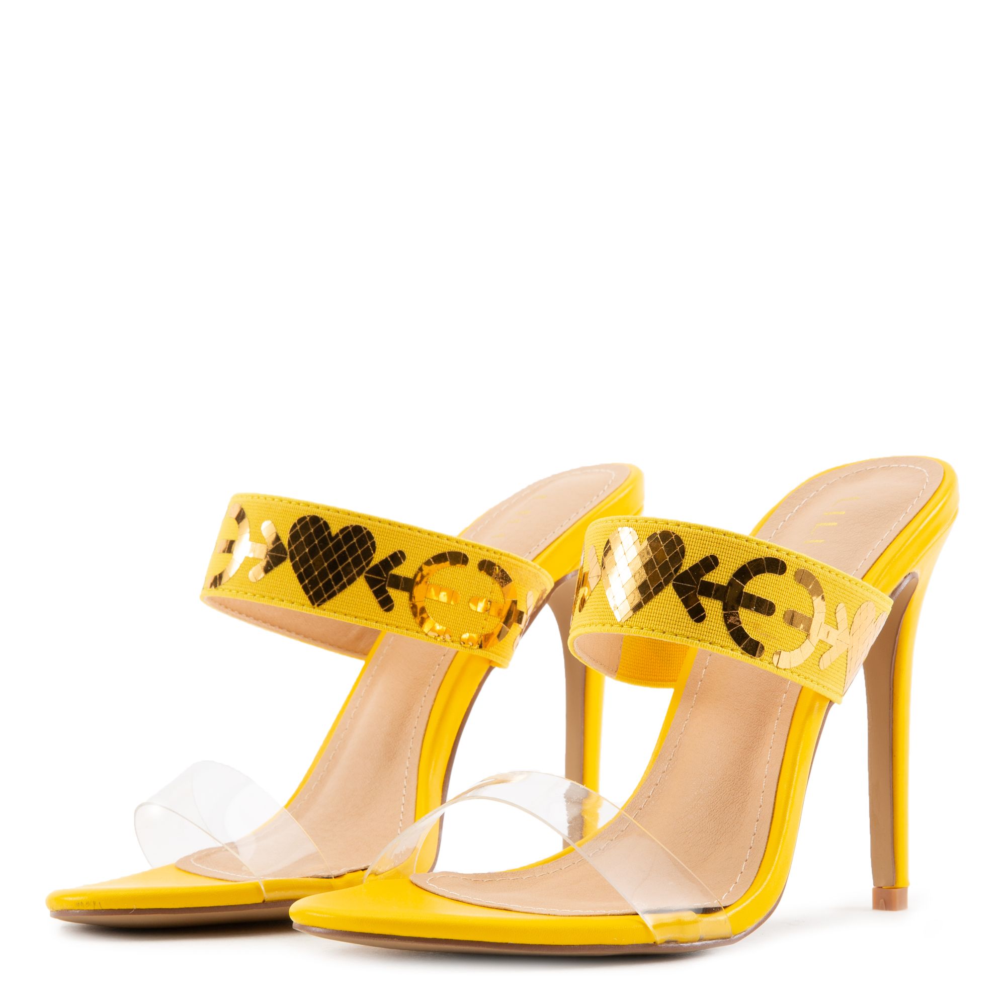 yellow slip on heels