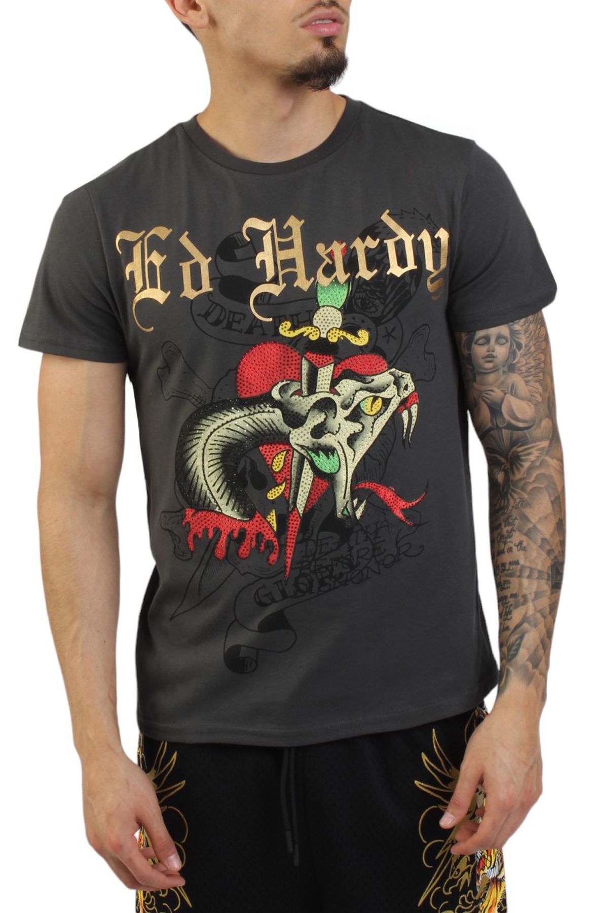 ED HARDY Dagger Snake T-Shirt EHM1100-105RS - Shiekh