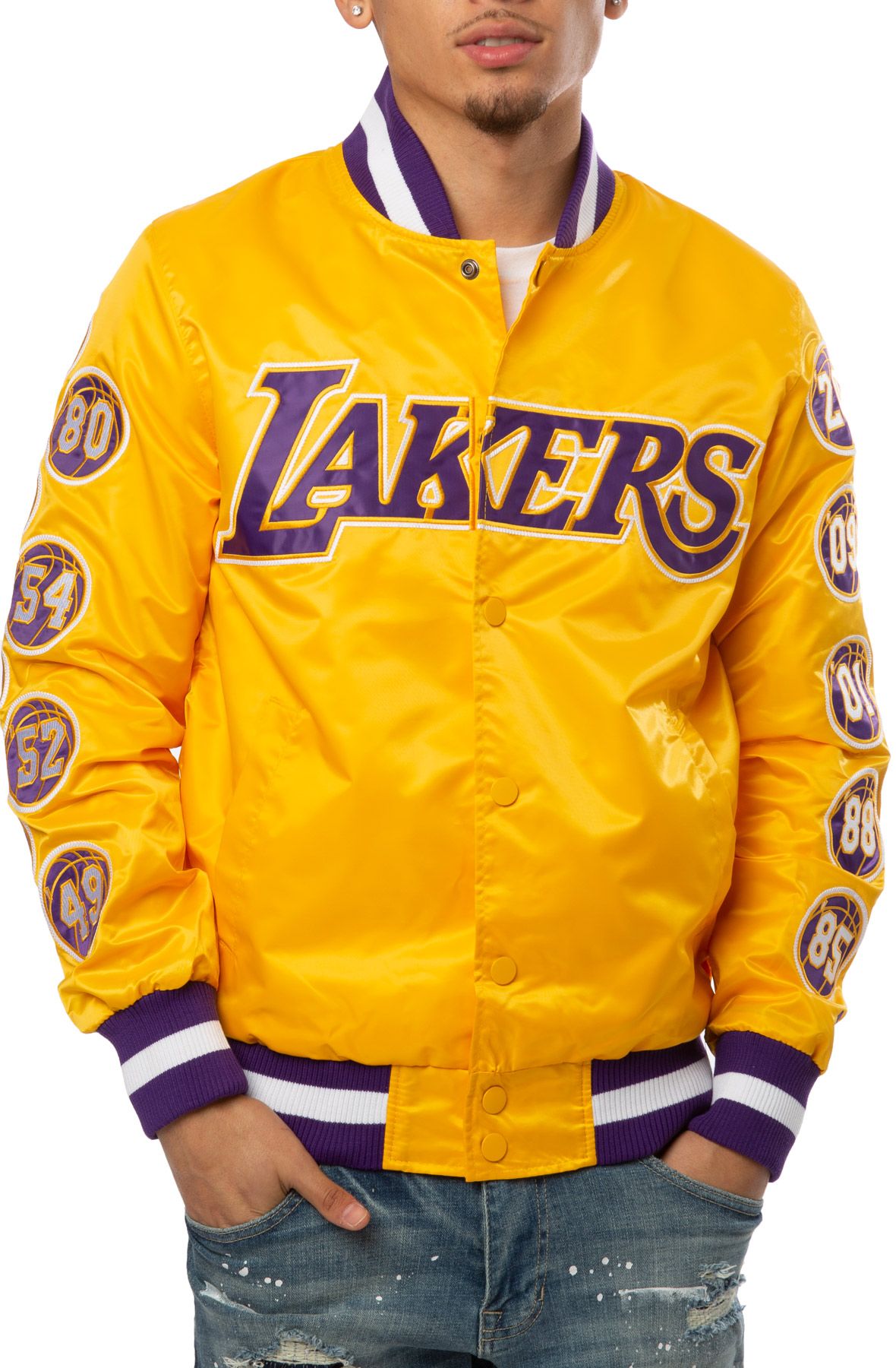 STARTER Los Angeles Lakers Champs 17 Patches Jacket LS13Y640 LLK - Shiekh
