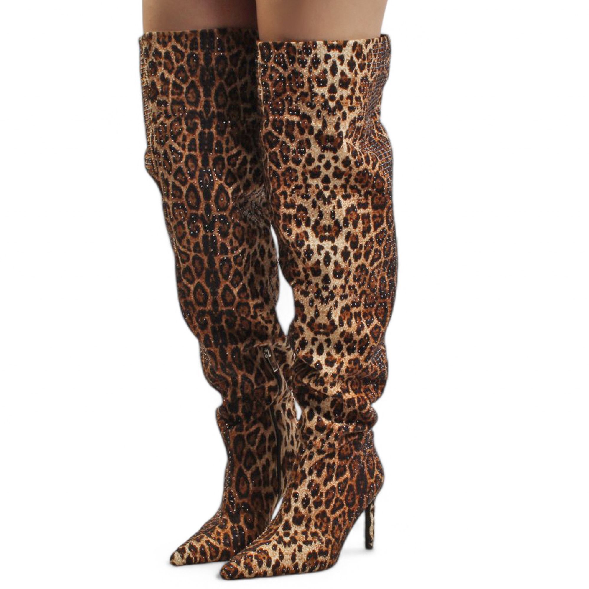 AZALEA WANG Adventurous Leopard Thigh High Boot ADVENTUROUS-MUL - Shiekh