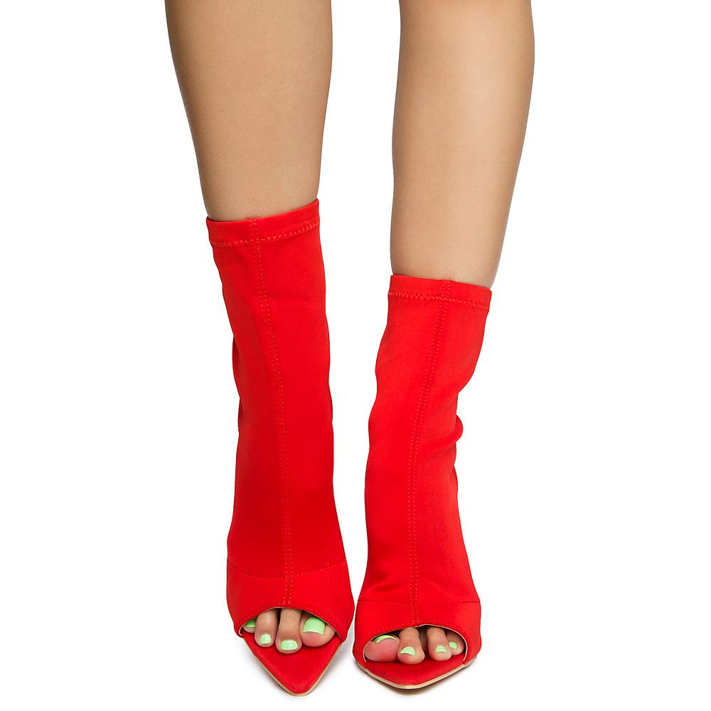 red open toe chunky heels
