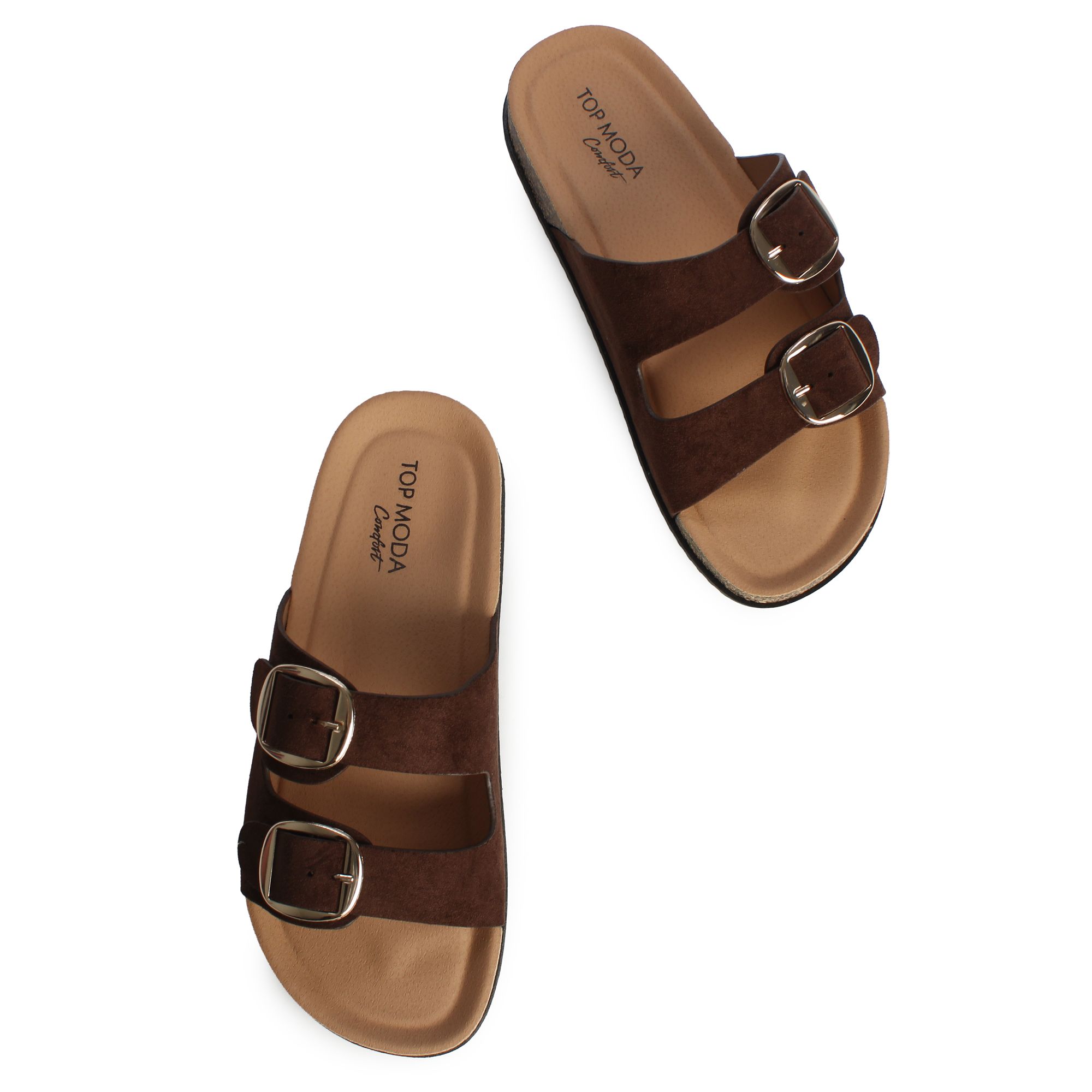 TOP GUY INT'L TRADING Luca-8 Double Strap Sandal LUCA-8-BRN - Shiekh