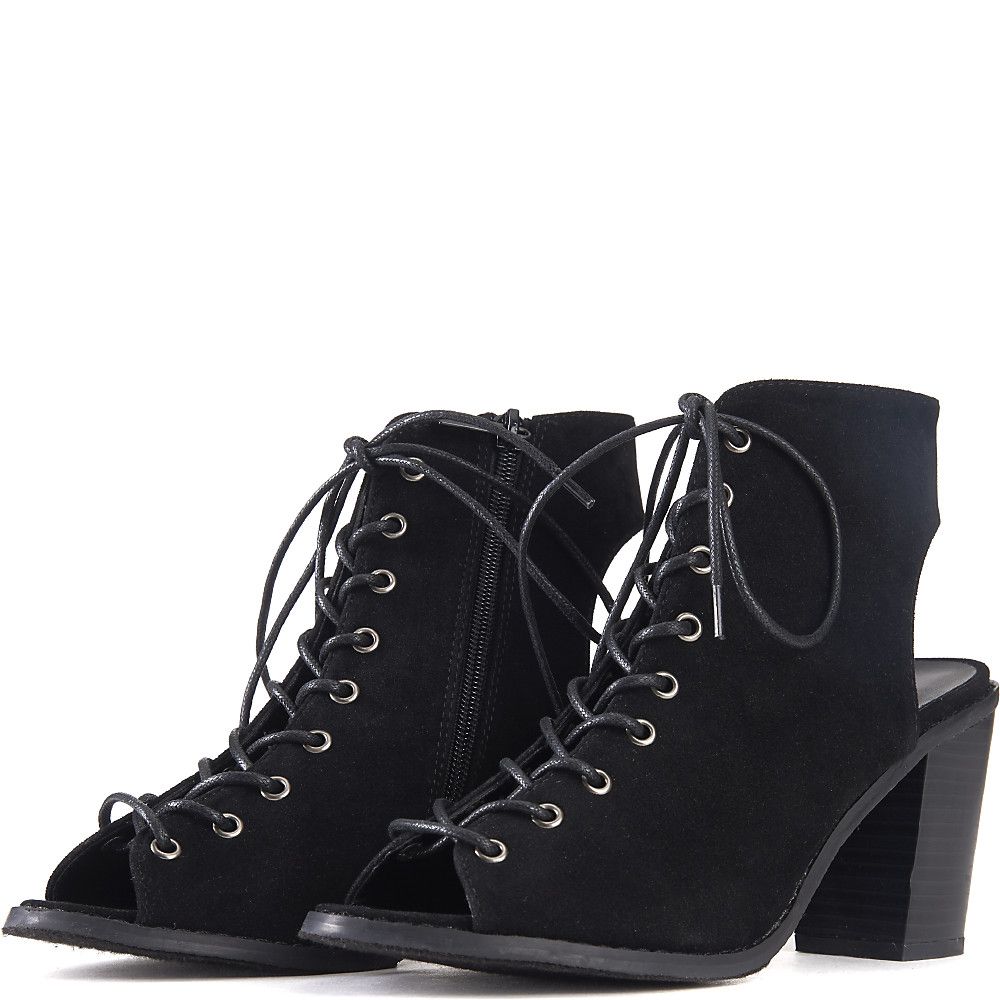 women's lace up ankle boots black