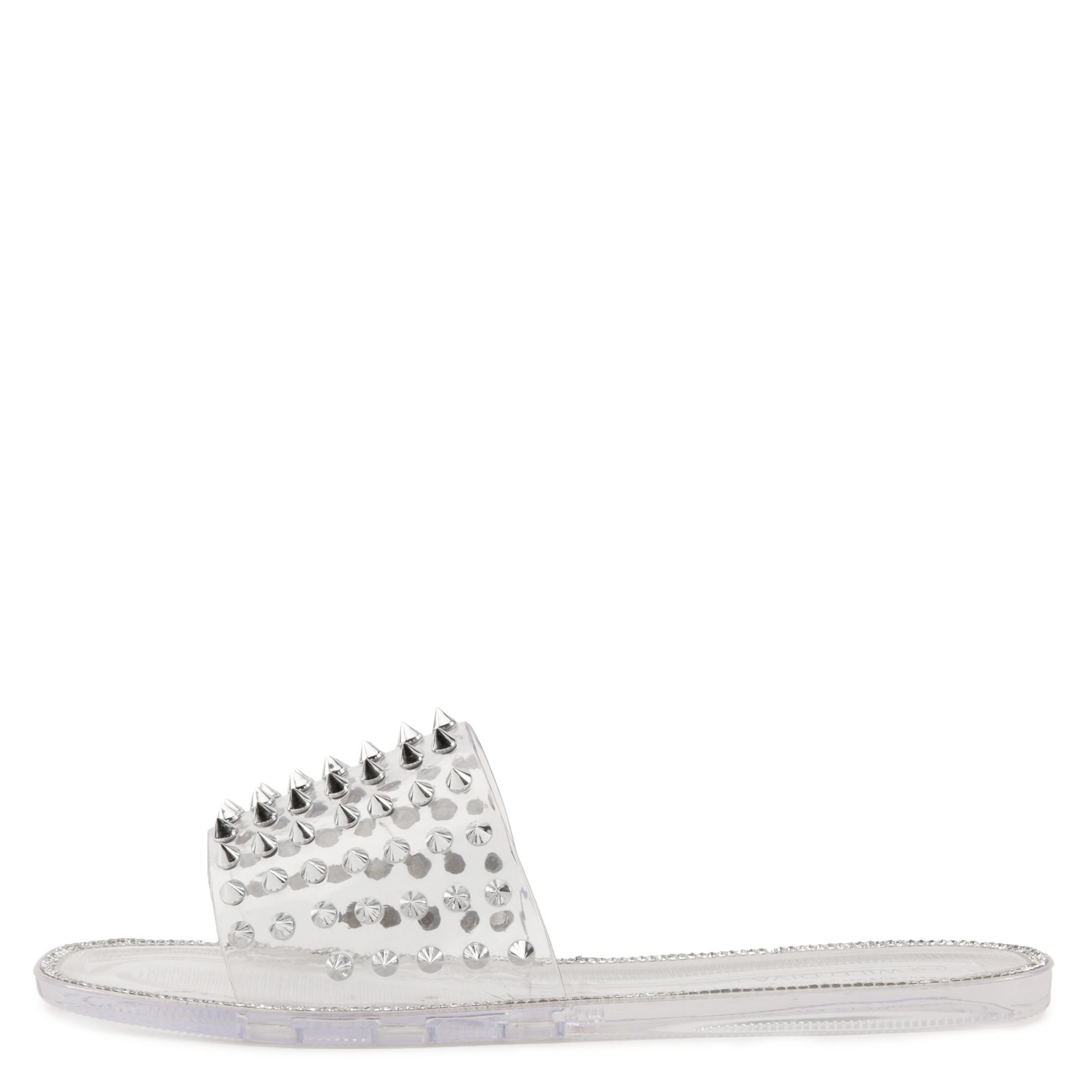 clear studded flat sandals