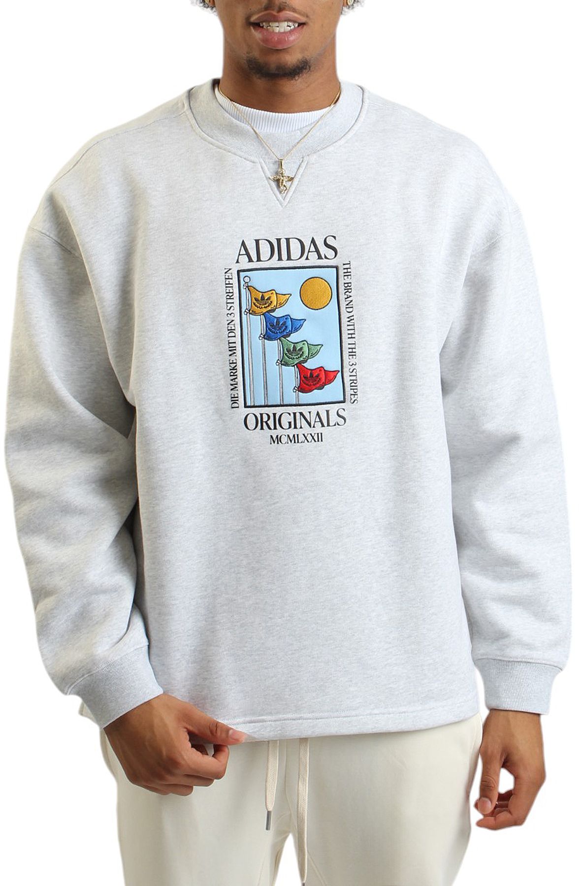 Adidas Olympic Crew LS Tee Light Grey M