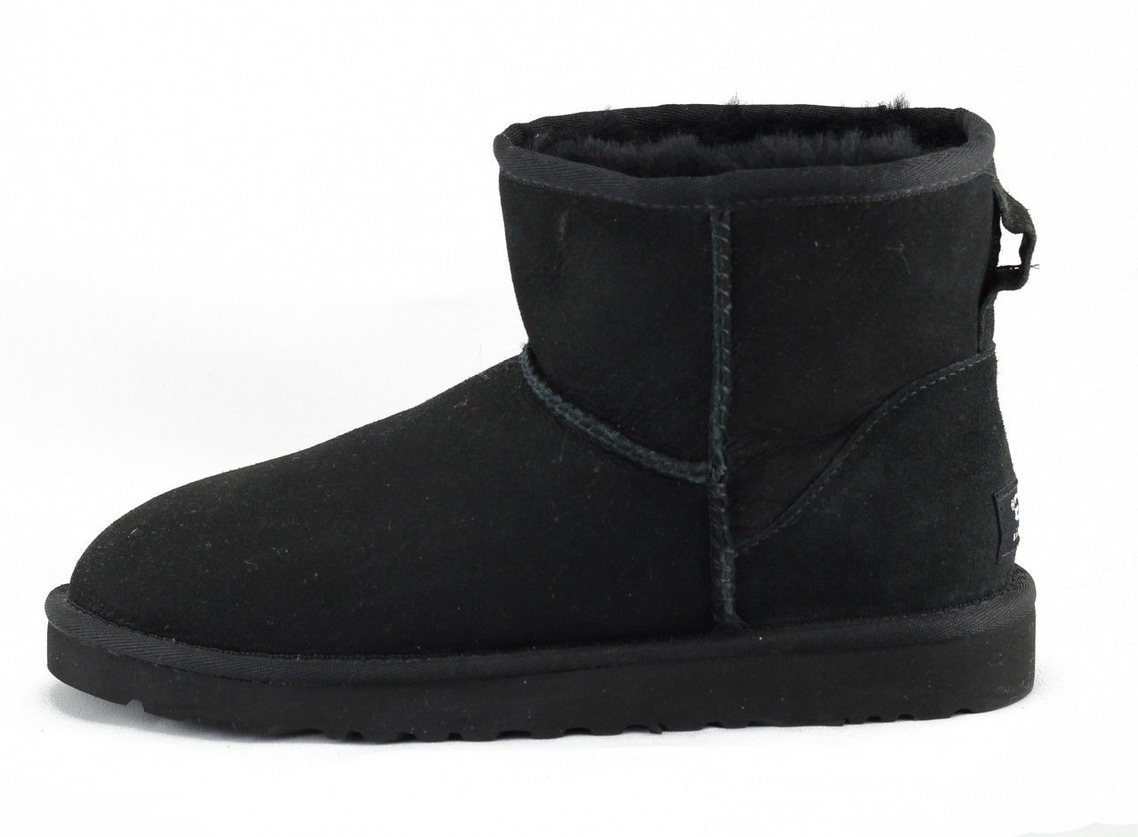 ugg womens classic mini leather boots black