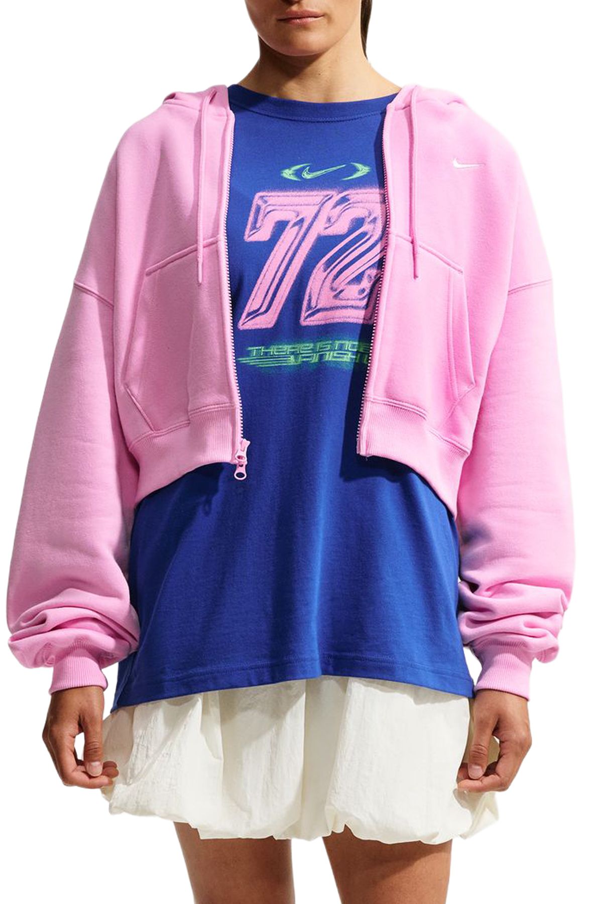 NIKE Studio Fleece Medium Weight Oversized Full-Zip Cropped Hoodie