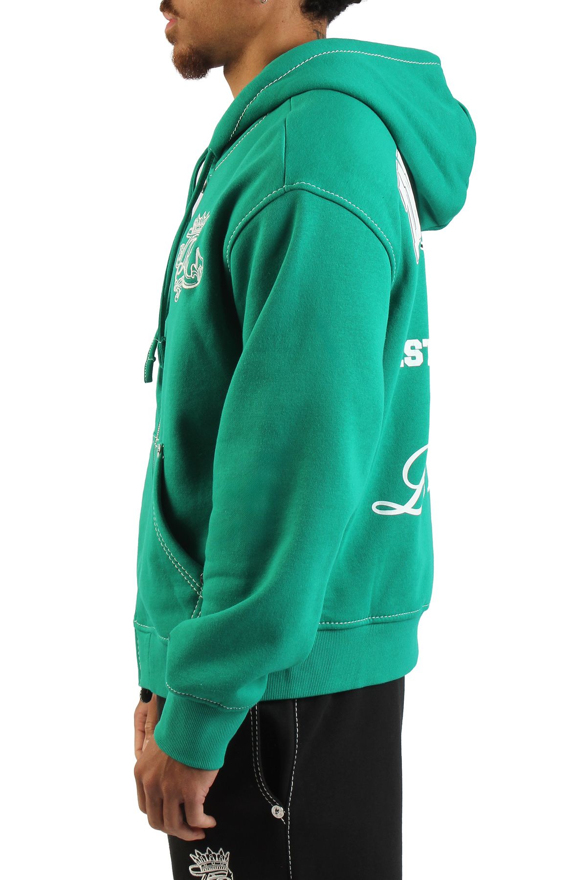 TRUE RELIGION Logo Crest Big T Boxy Zip-Up Hoodie 110150-3087 - Shiekh