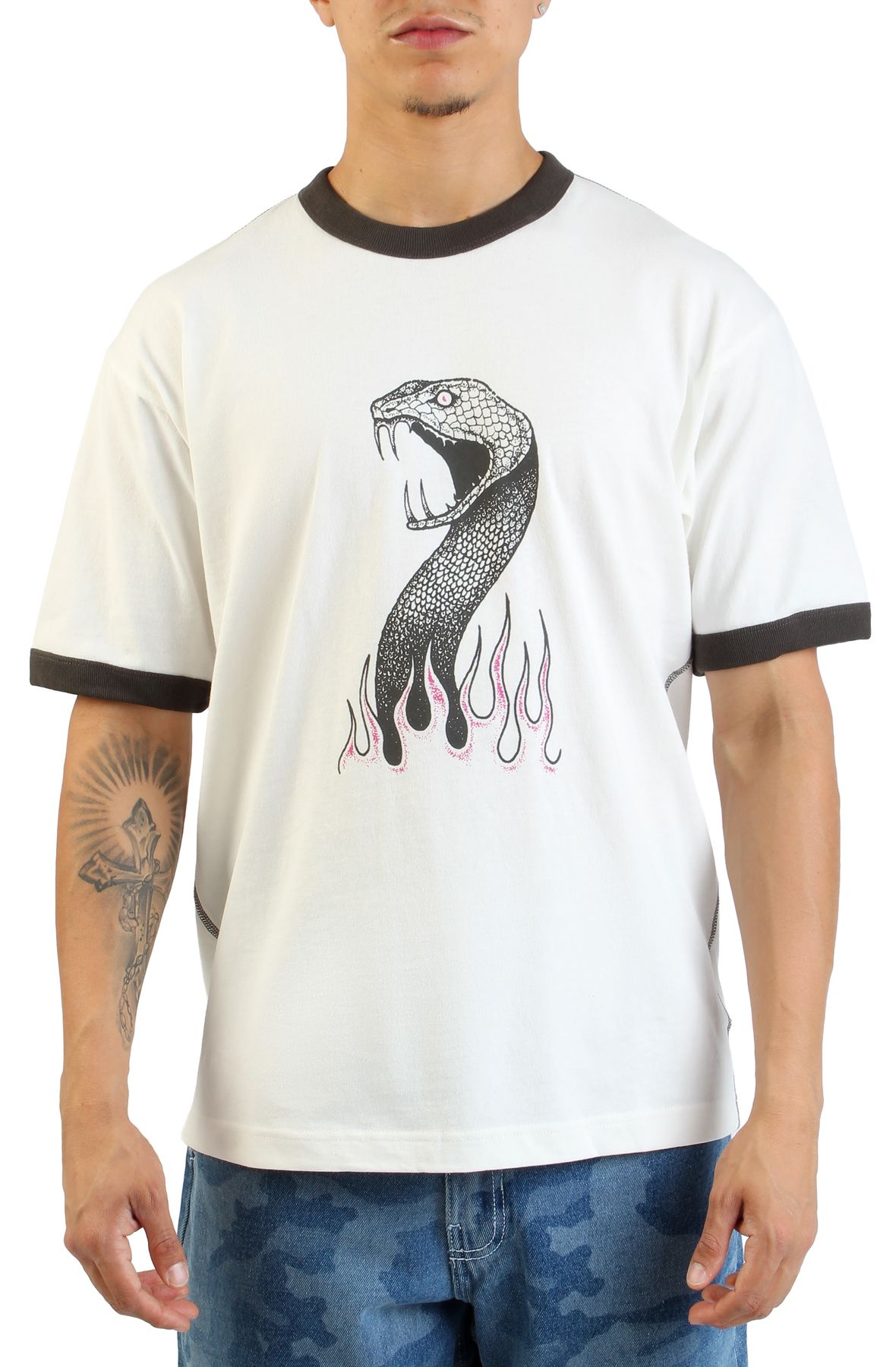 VANS Skate Mike G Snake Flame Ringer Loose Fit T-Shirt VN000PNEFS8
