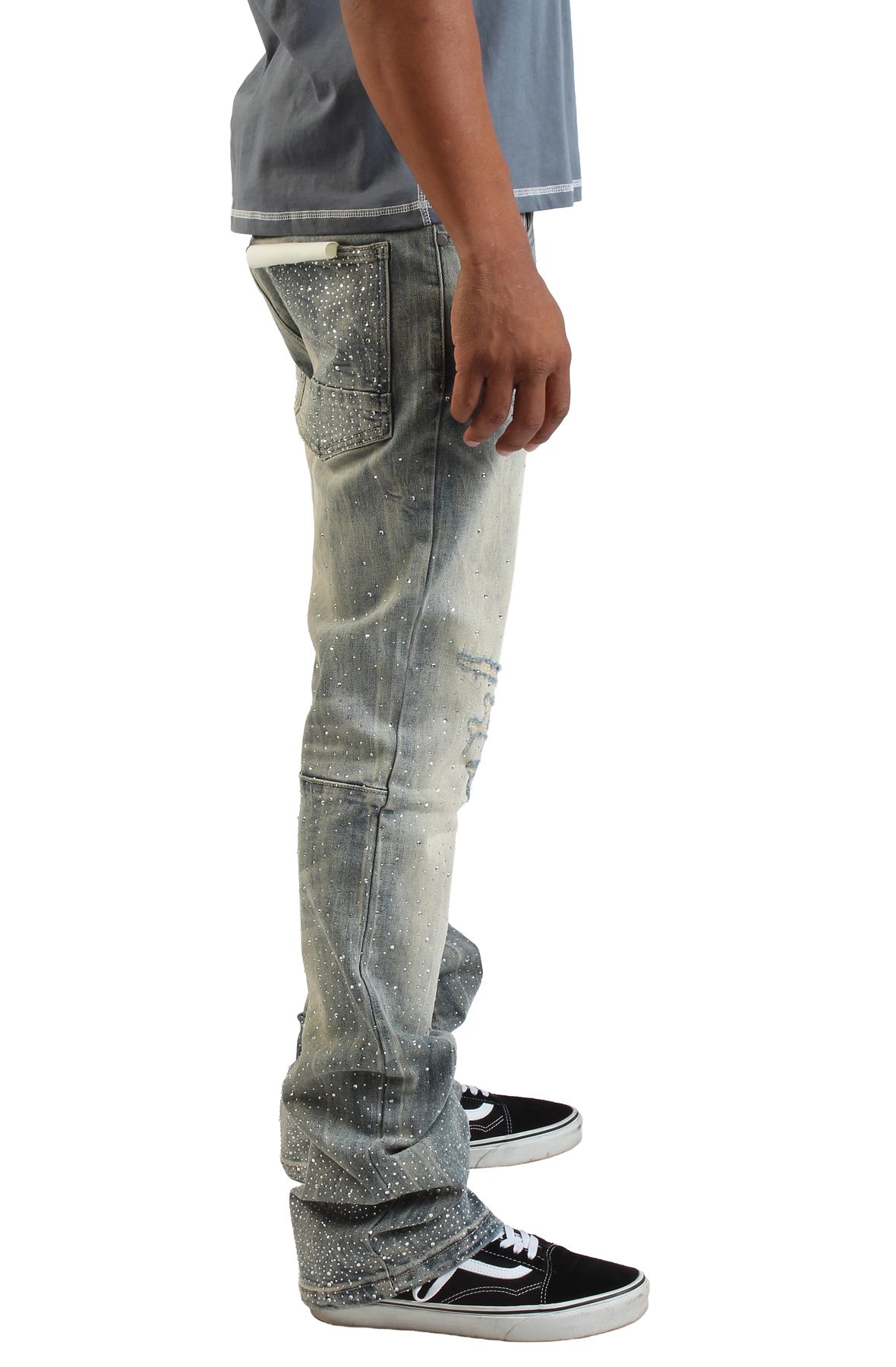 SMOKE RISE Rhinestone Speck Jeans JP25536SK-MBLUE - Shiekh