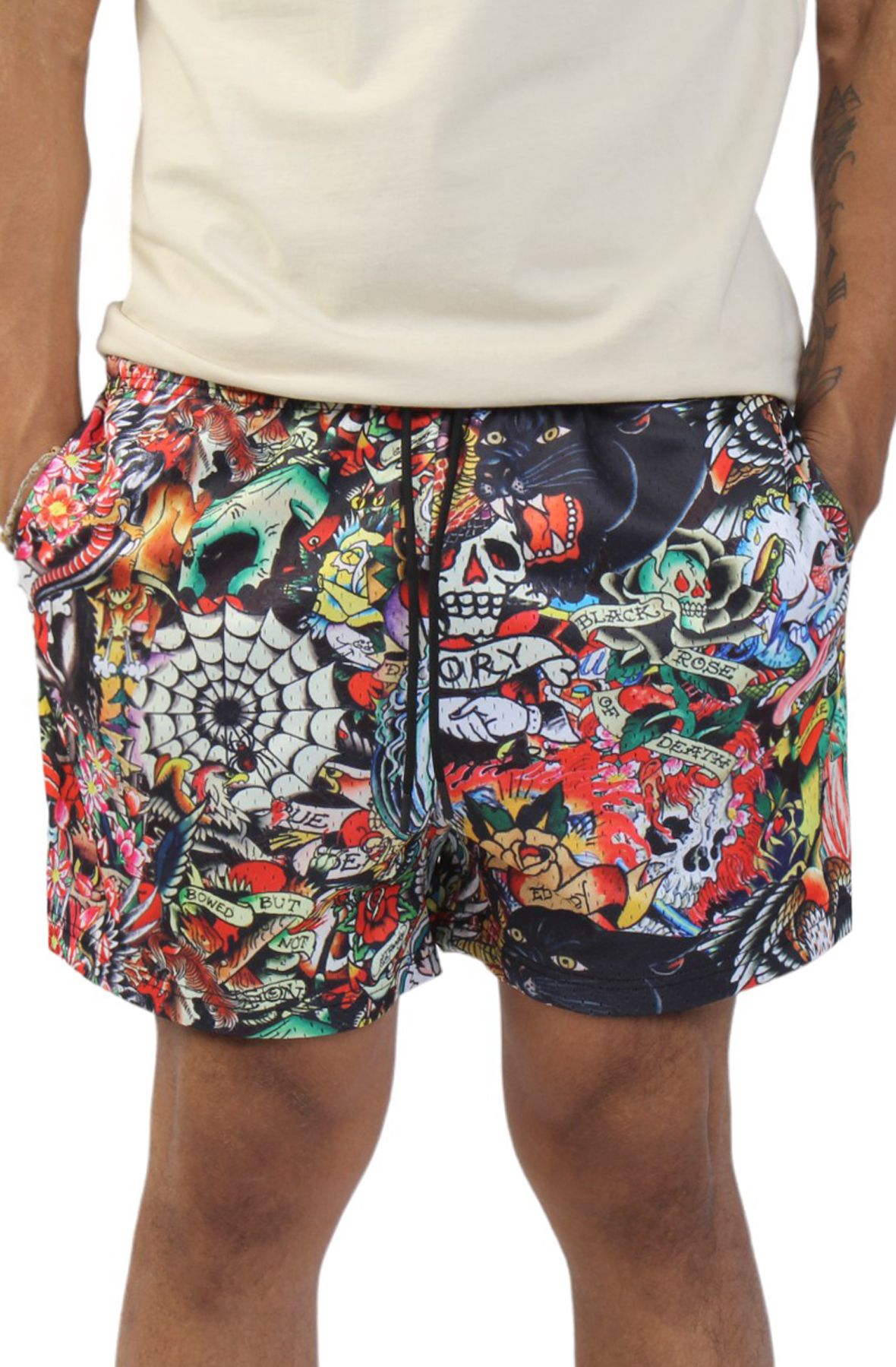 ED HARDY Tattoo Collage Mesh Shorts EHM8004 1 Shiekh