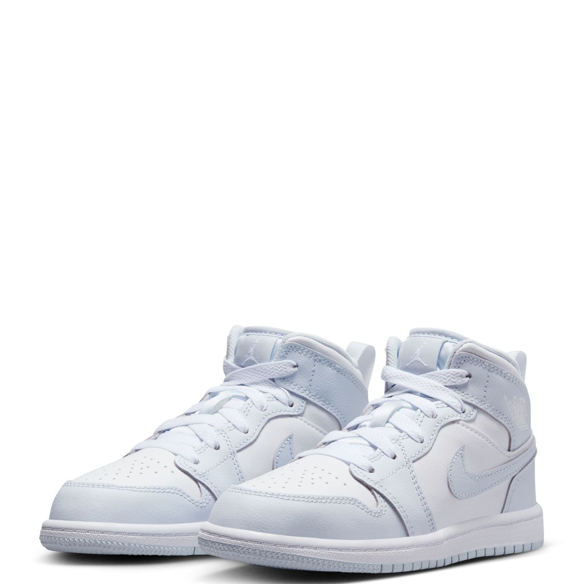 Kids Jordan 1 Mid Shoes Little 2 Cobalt Bliss White Neutral Grey